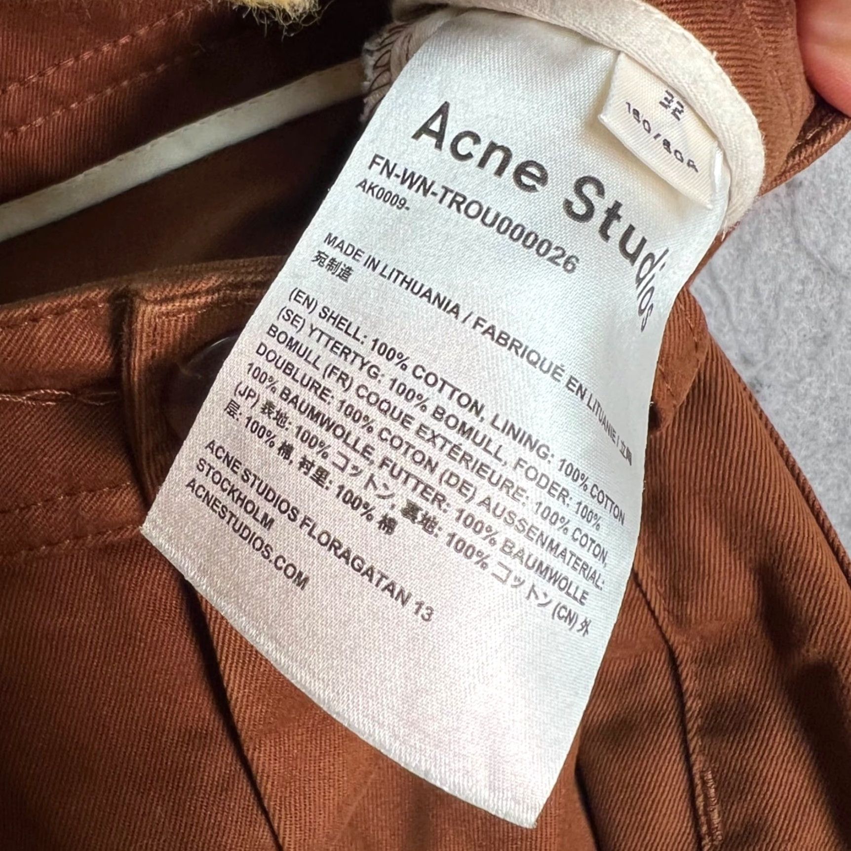 Acne Studios Acne Studios Brown High-Waisted Straight-Leg Cotton Pants Womens Size 32, 24 in Inseam, Regular, Chino, Pockets, Vintage: No Size 24" / US 00 / IT 34 - 4 Thumbnail