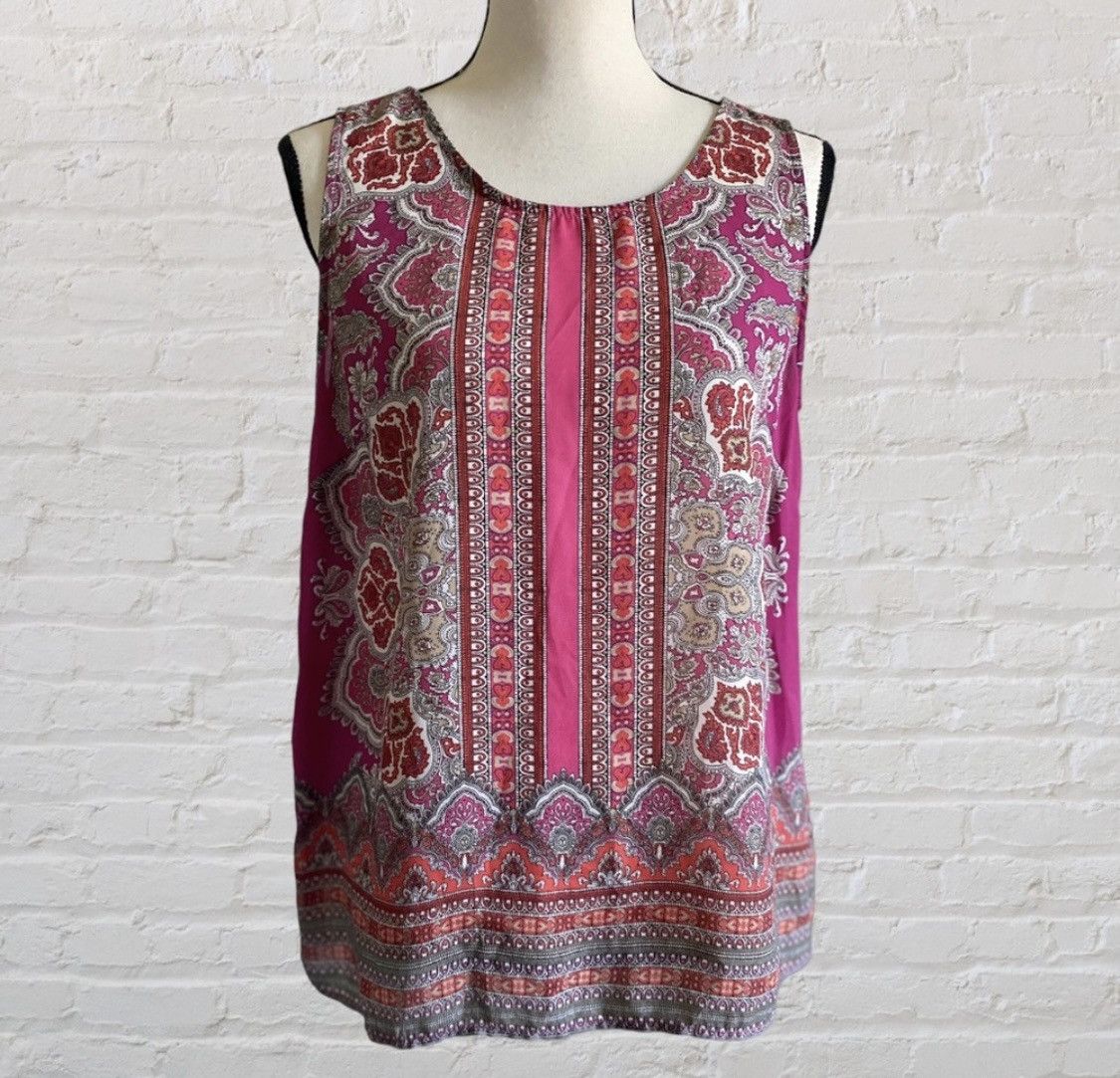 Cynthia Rowley CYNTHIA ROWLEY BUTTON UP BACK SLEEVELESS PAISLEY TANK TOP Size M / US 6-8 / IT 42-44 - 7 Thumbnail