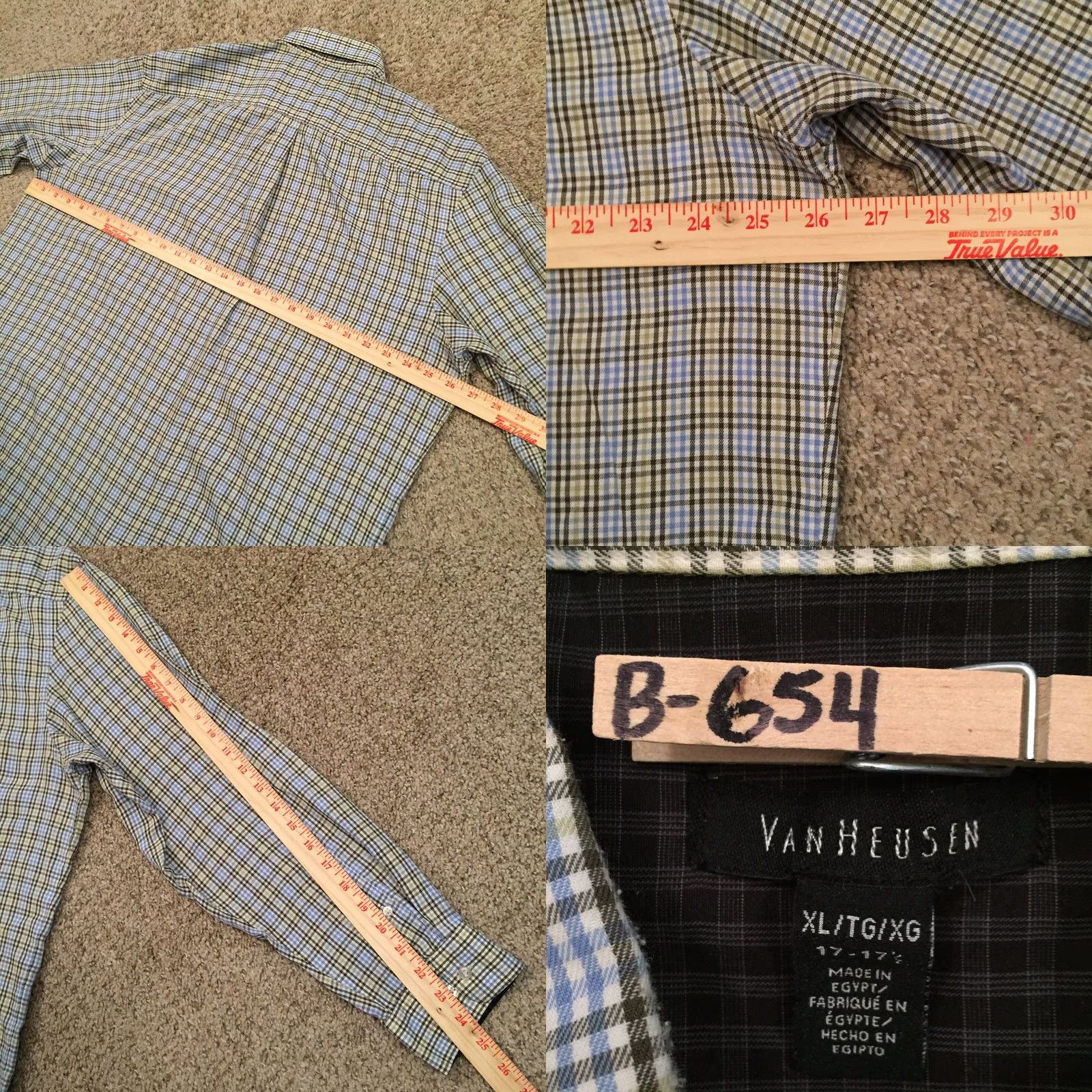 Van Heusen Van Heusen Shirt Mens XL Green Blue Plaid Long Sleeve Button-Up Size US XL / EU 56 / 4 - 8 Thumbnail