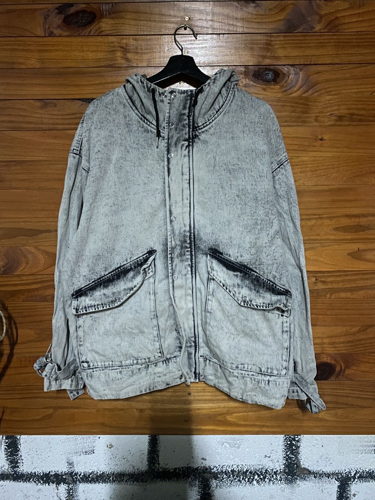 Japanese Brand CLEL Washed Gray Oversized Denim Hooded Jacket – Vintage Size US L / EU 52-54 / 3 - 3 Thumbnail