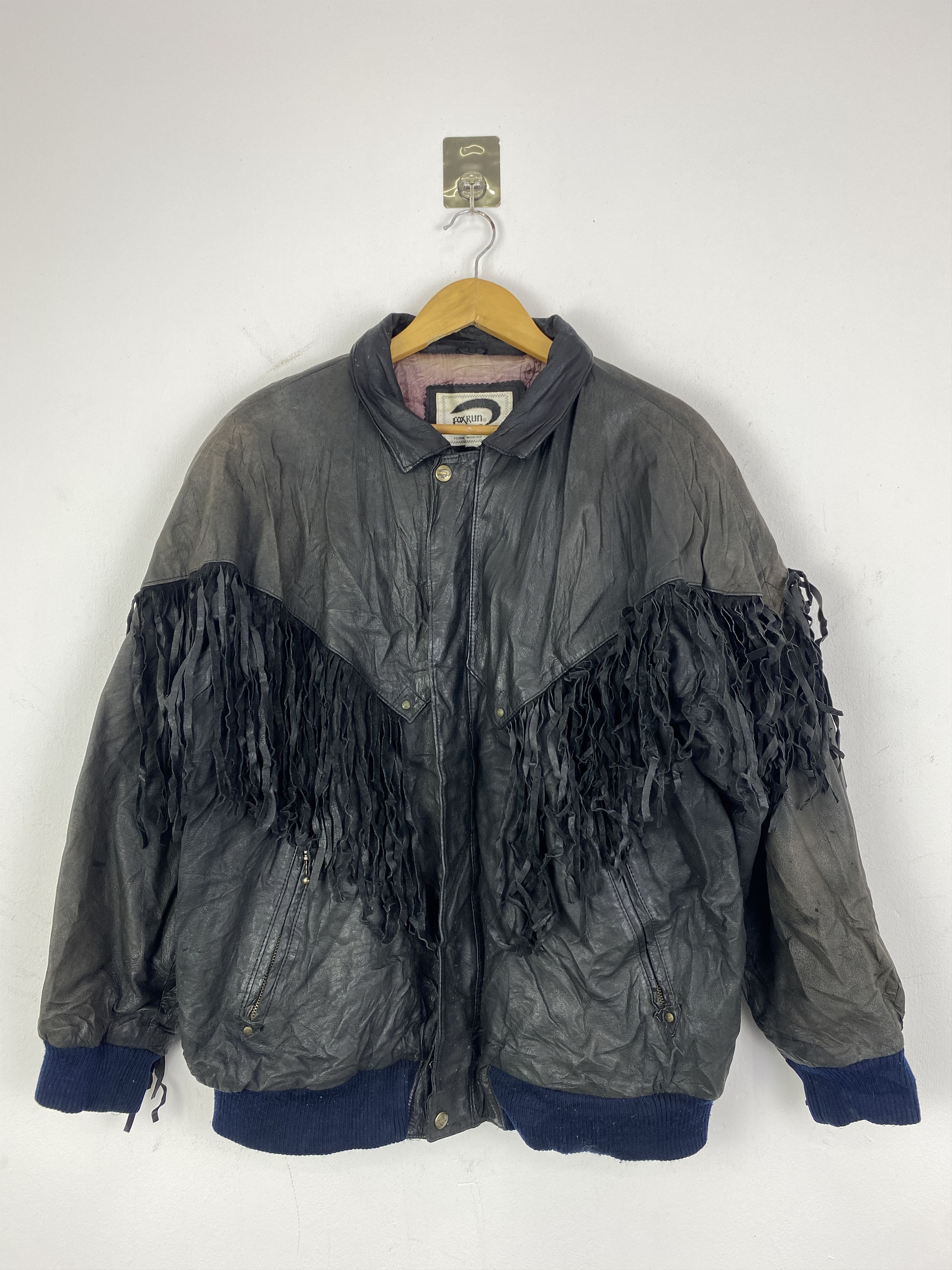 Japanese Brand Vintage 80s Foxrun Mexican Style Leather Jacket J0135 Size US XL / EU 56 / 4 - 1 Thumbnail