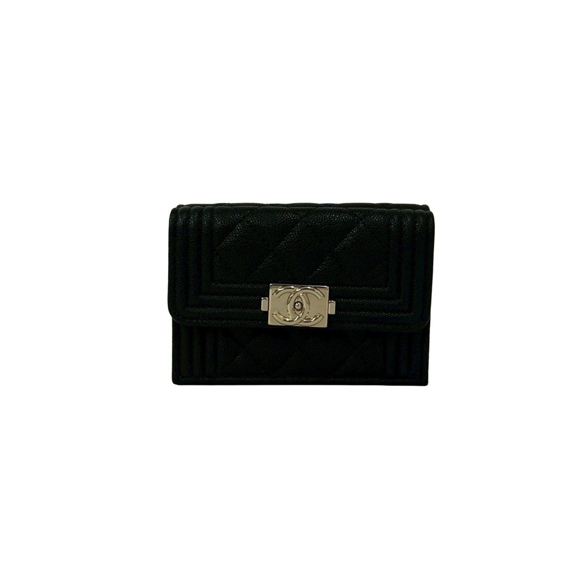 Chanel CHANEL Boy Chanel Coco Mark Caviar Skin Tri-fold Wallet Black 54611 Size ONE SIZE - 1 Thumbnail