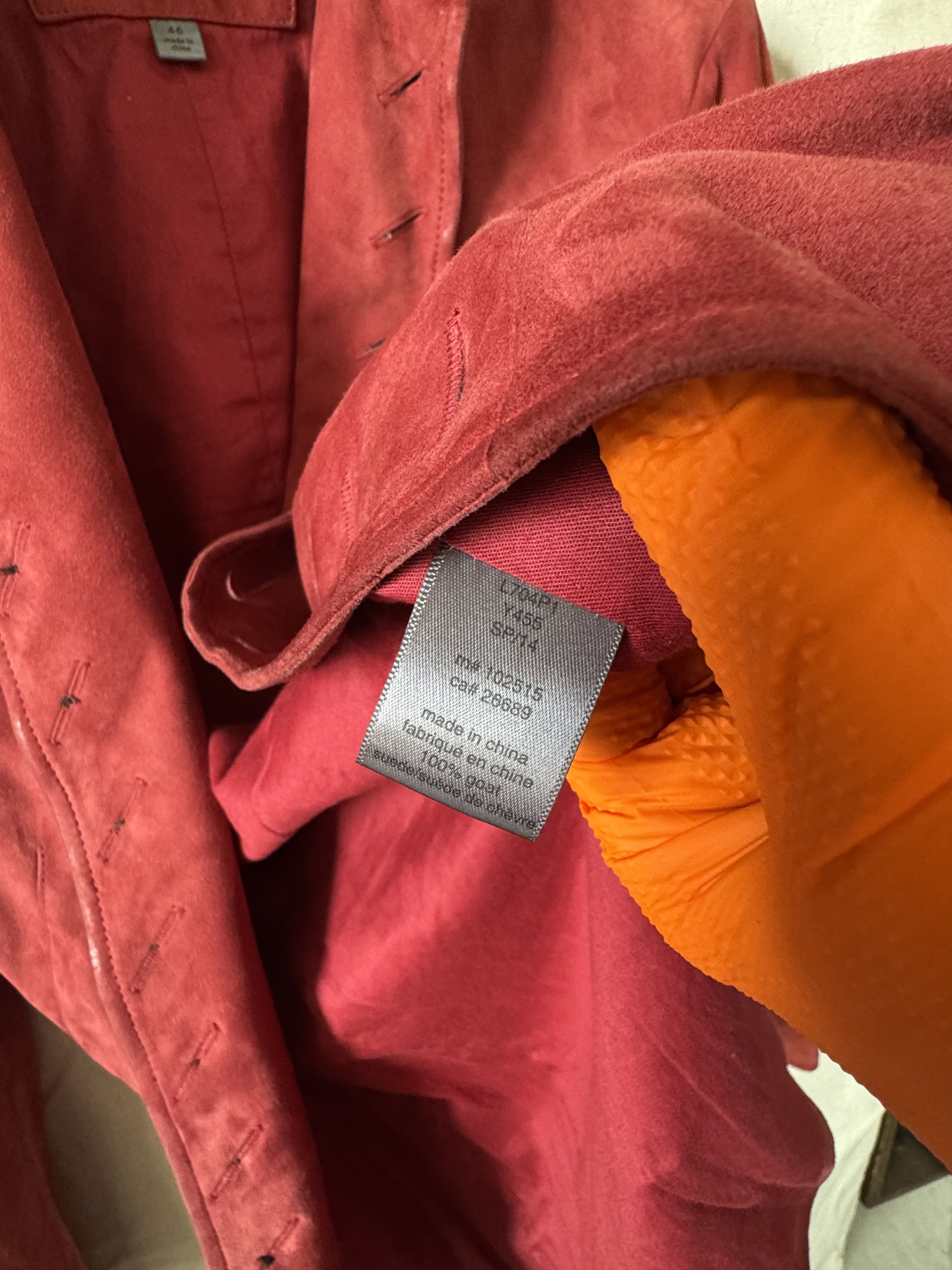 John Varvatos JOHN VARVATOS PINK SUEDE MULTIBUTTON JACKET Size 46R - 7 Thumbnail