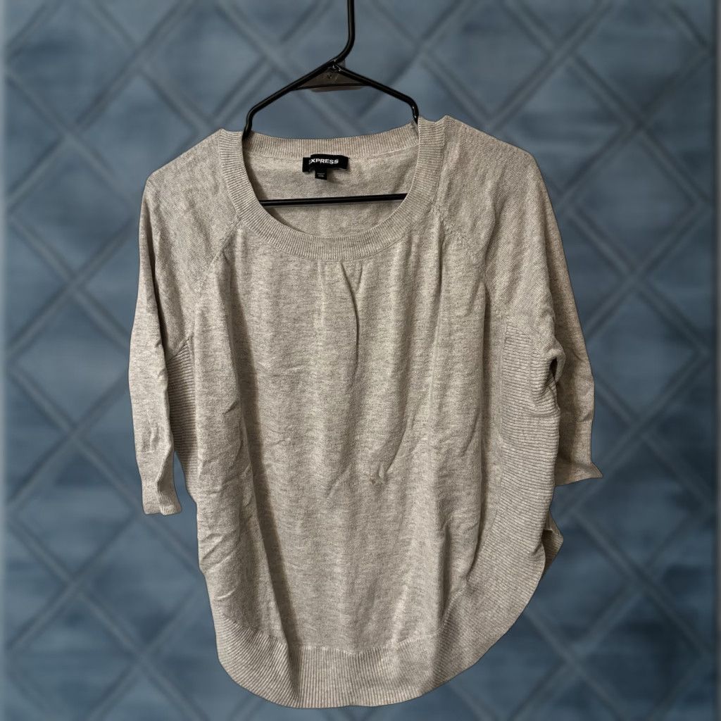 Express Express Shirt Women XS Gray Knit 3/4 Sleeve Boat Neck Pullover Tunic Casual 90s? Size XXS / US 00 / IT 34 - 1 Thumbnail