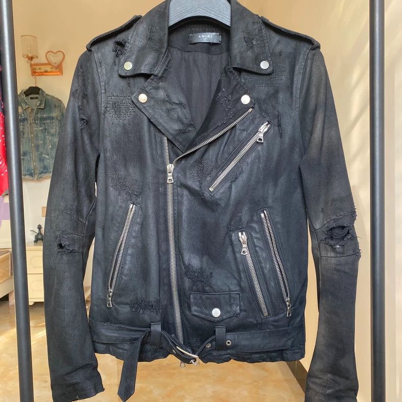 Amiri Amiri Wax-Coated Biker Jacket Size US S / EU 44-46 / 1 - 1 Thumbnail