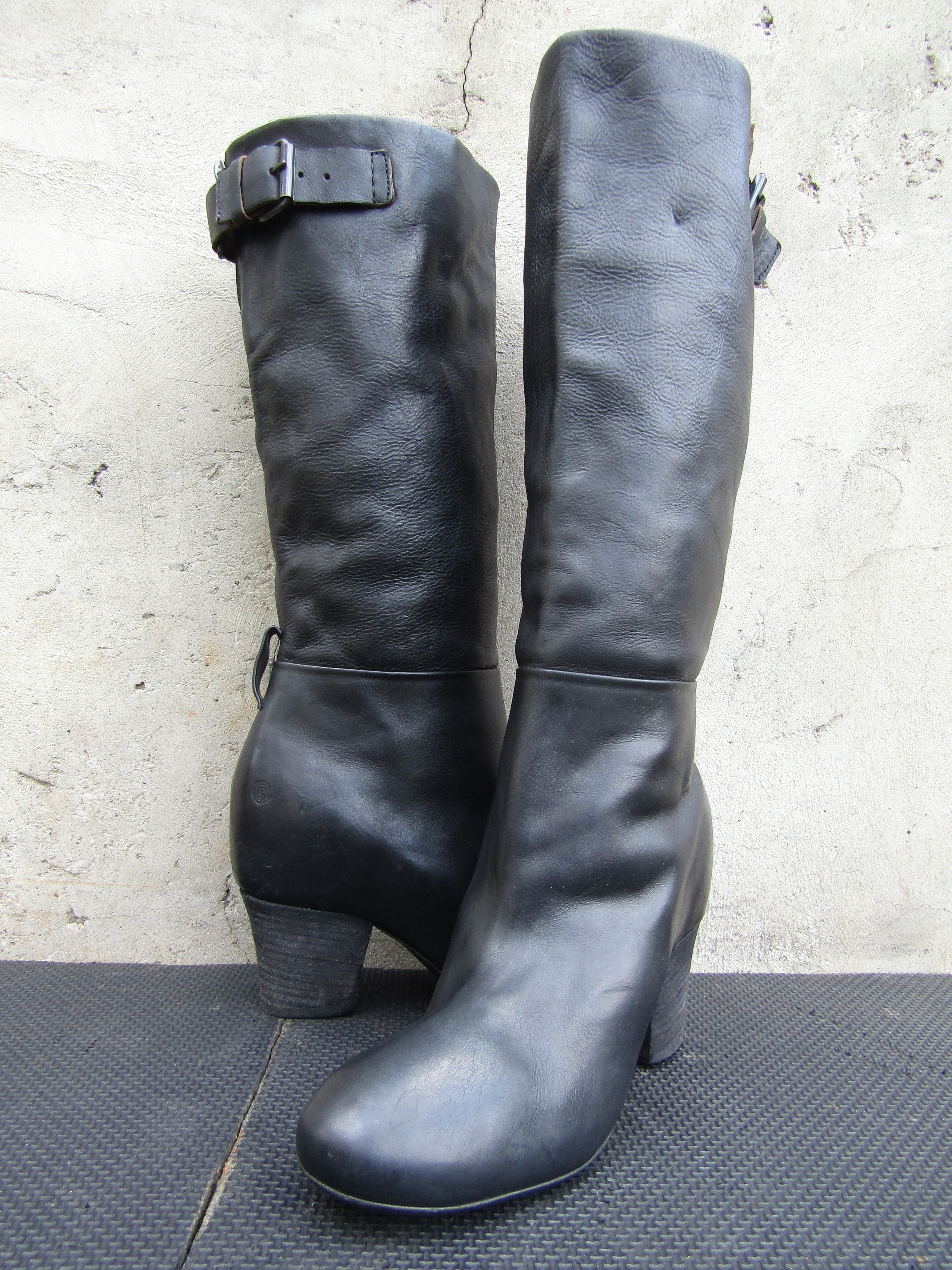 Marsell Marsell Tall Boots Buckle Women Black Leather Block Heel Size US 7.5 / IT 37.5 - 1 Thumbnail
