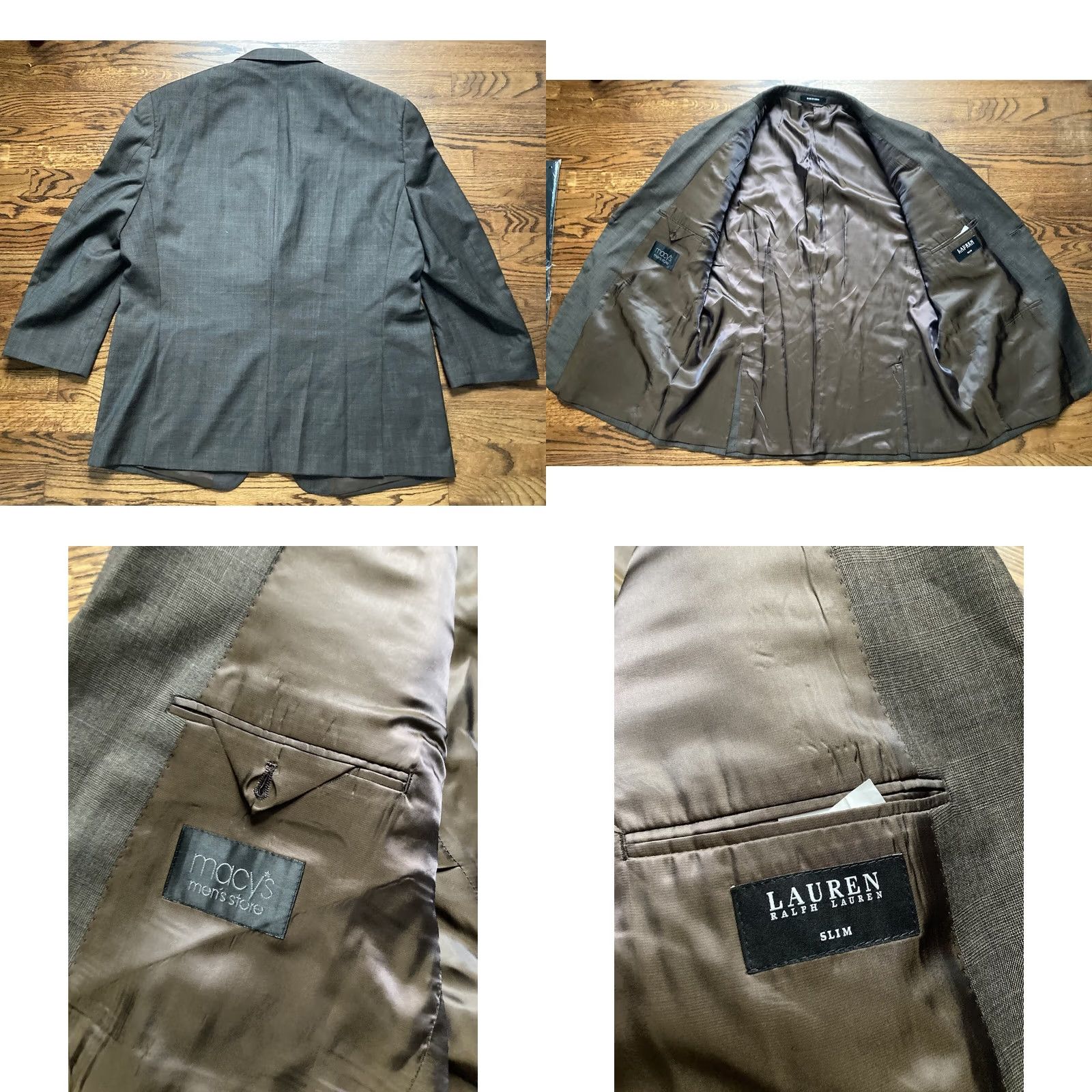 Ralph Lauren Ralph Lauren Blazer Men’s 48R Slim 100% Wool Brown Jacket Size 48R - 8 Thumbnail
