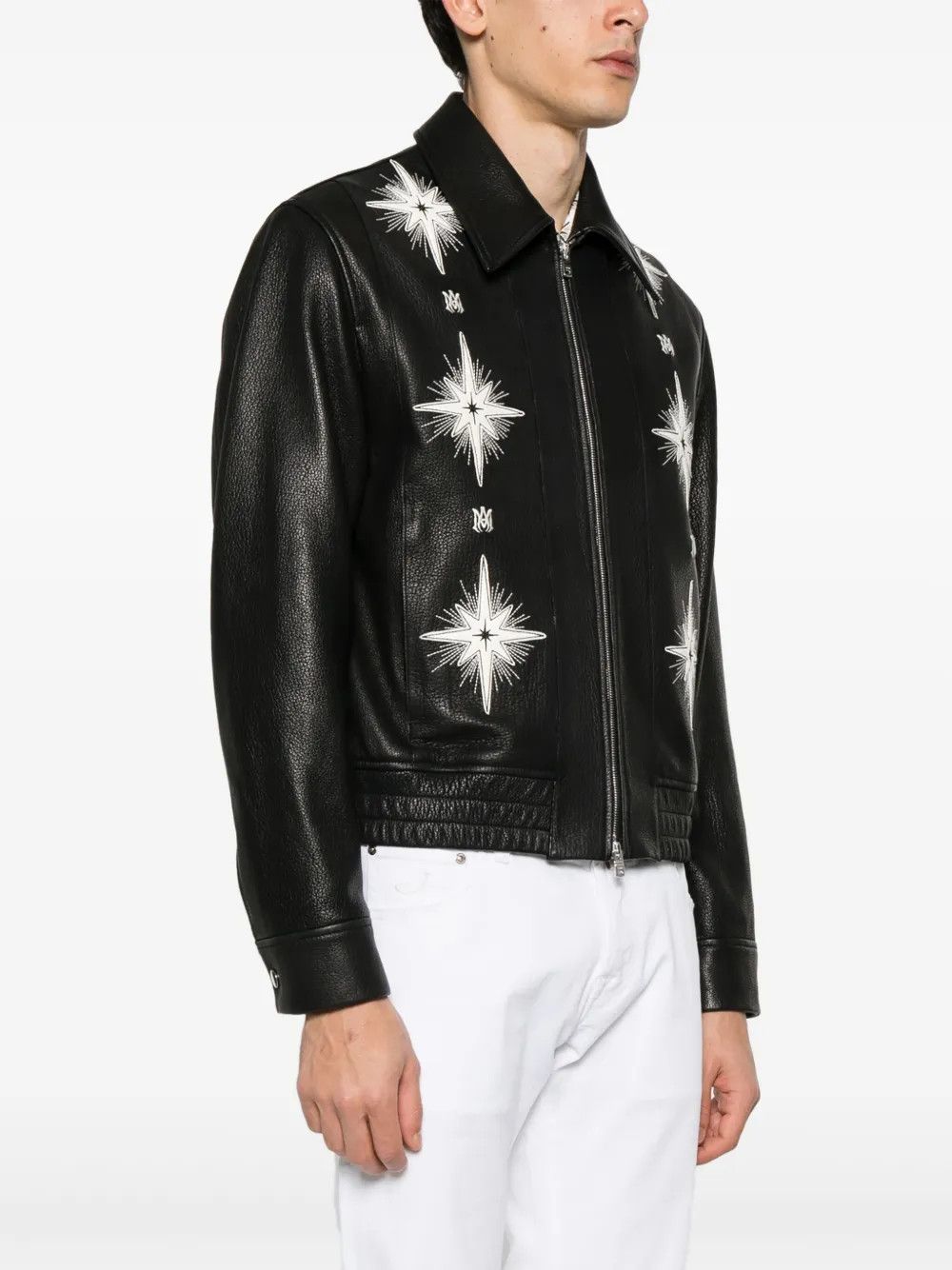 Amiri o1h1sh10525 Starburst Leather Blouson Jacket in Black Size US L / EU 52-54 / 3 - 2 Thumbnail
