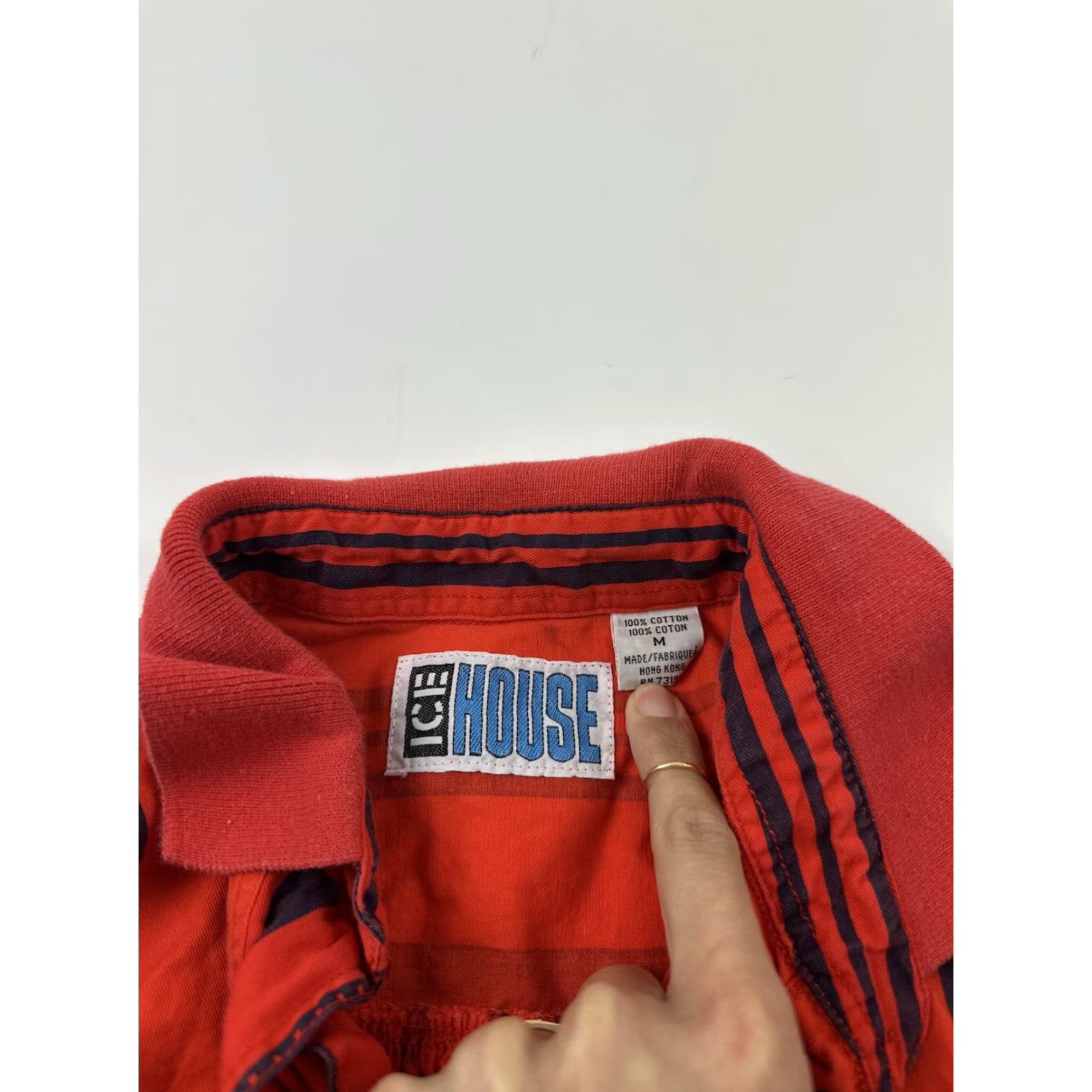 Vintage VINTAGE Ice House Polo Shirt Womens M Red Boxy Cropped Short Sleeve Collared Cotton Stripe Size 32" / US 10 / IT 46 - 4 Thumbnail