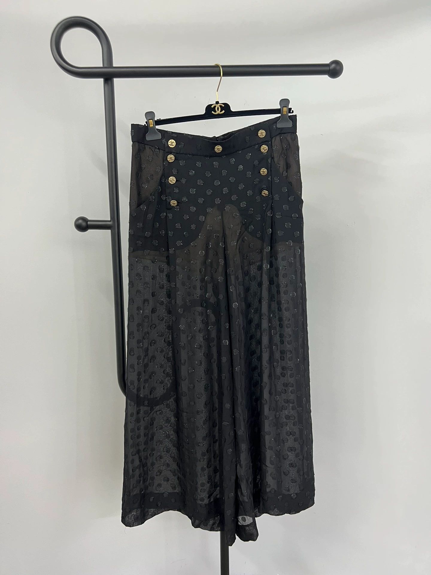 Chanel Chanel 23S Black Silk Wide-Leg Pants Size 28" / US 6 / IT 42 - 1 Thumbnail