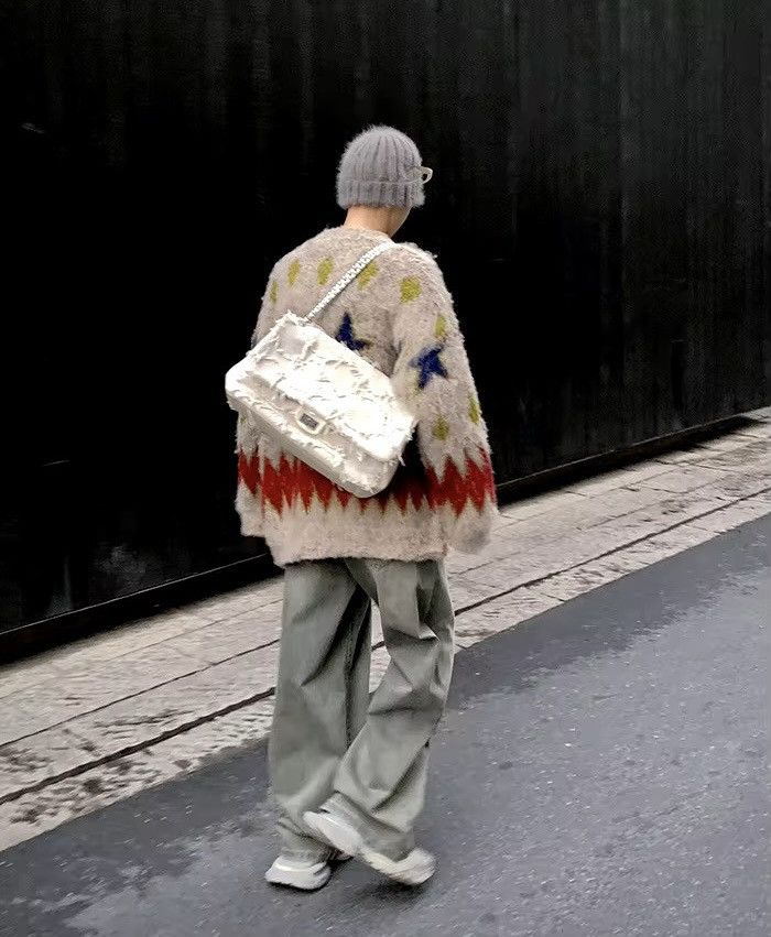 Japanese Brand Retro Patchwork Knitted Star Cardigan Size US M / EU 48-50 / 2 - 4 Thumbnail