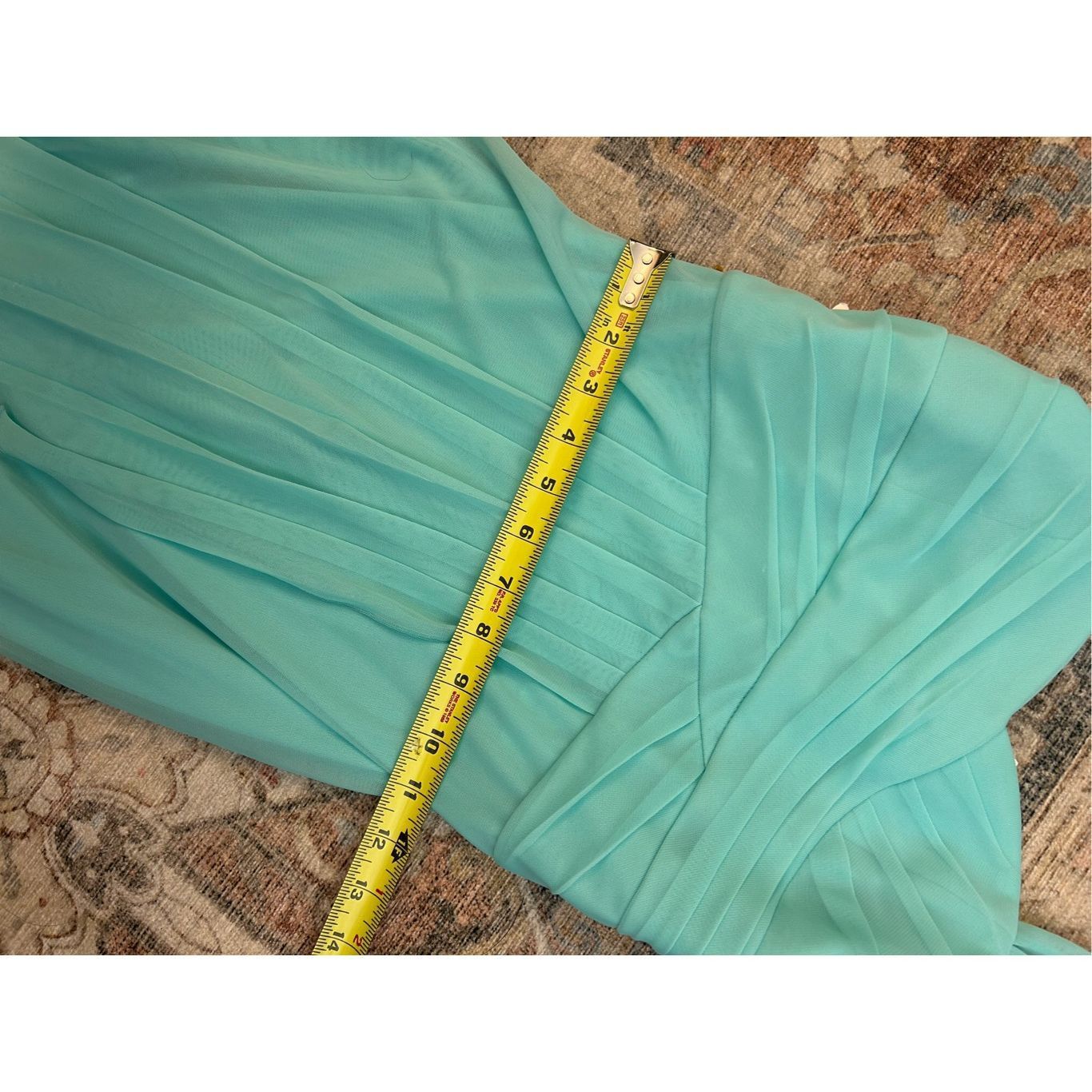 BREDA David's Bridal NWT Chiffon Light Teal Ruffle Short Dress - G Size XL / US 12-14 / IT 48-50 - 4 Thumbnail