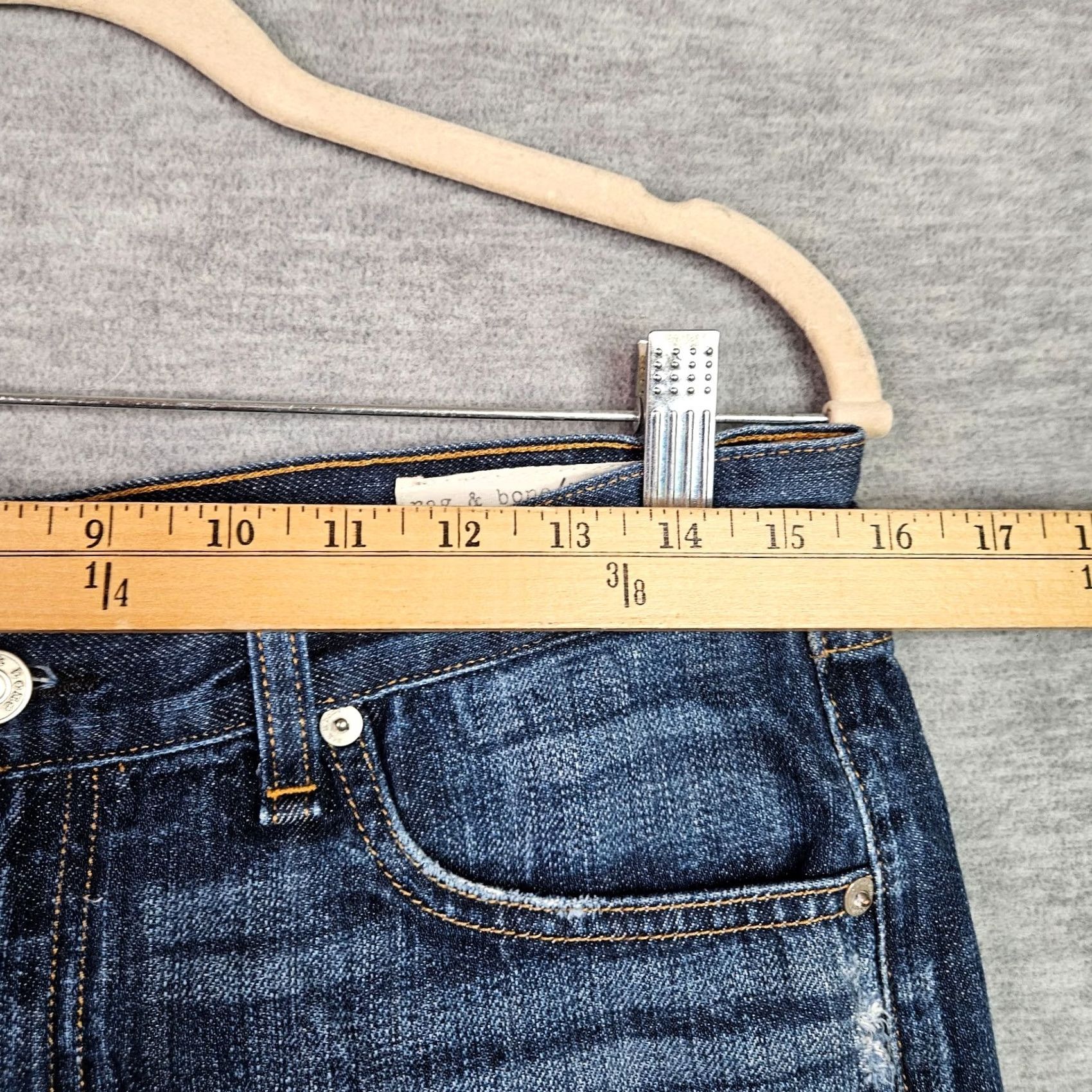 Rag & Bone rag & bone Womens Denim Cutoff Shorts 27 Distressed Raw Hem Denim Blue 5-Pocket Design Regular Rise Mid Length Shorts Womens 27 Blue Size 27" / US 4 / IT 40 - 4 Thumbnail