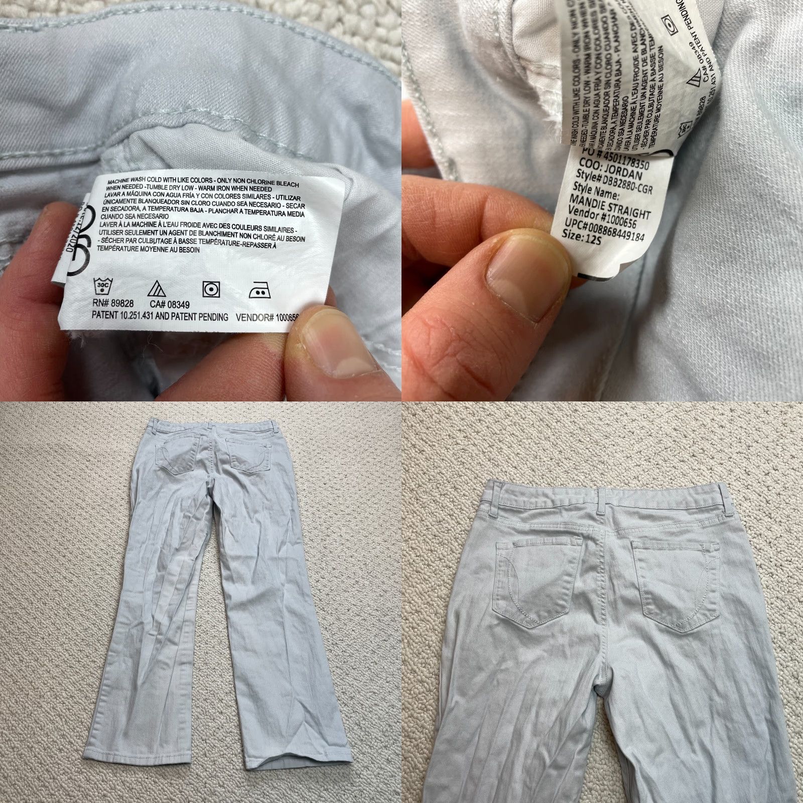 Vintage Bandolino Jeans Womens 12S Short Gray Mandie Flat Front Straight Leg High Rise Size 34" / US 12 / IT 48 - 9 Thumbnail