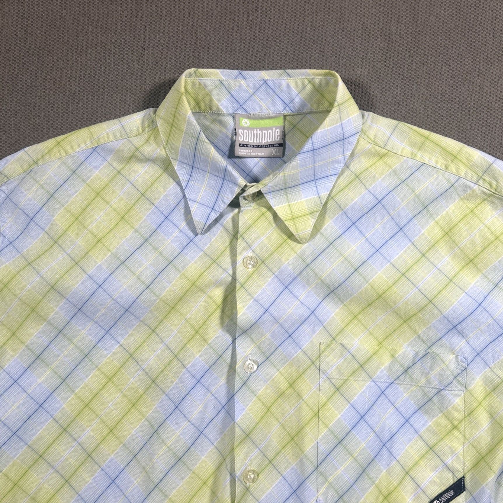Southpole Southpole Shirt XL Yellow Blue Plaid Short Sleeve Button-Up Men's Casual Size US XL / EU 56 / 4 - 2 Thumbnail