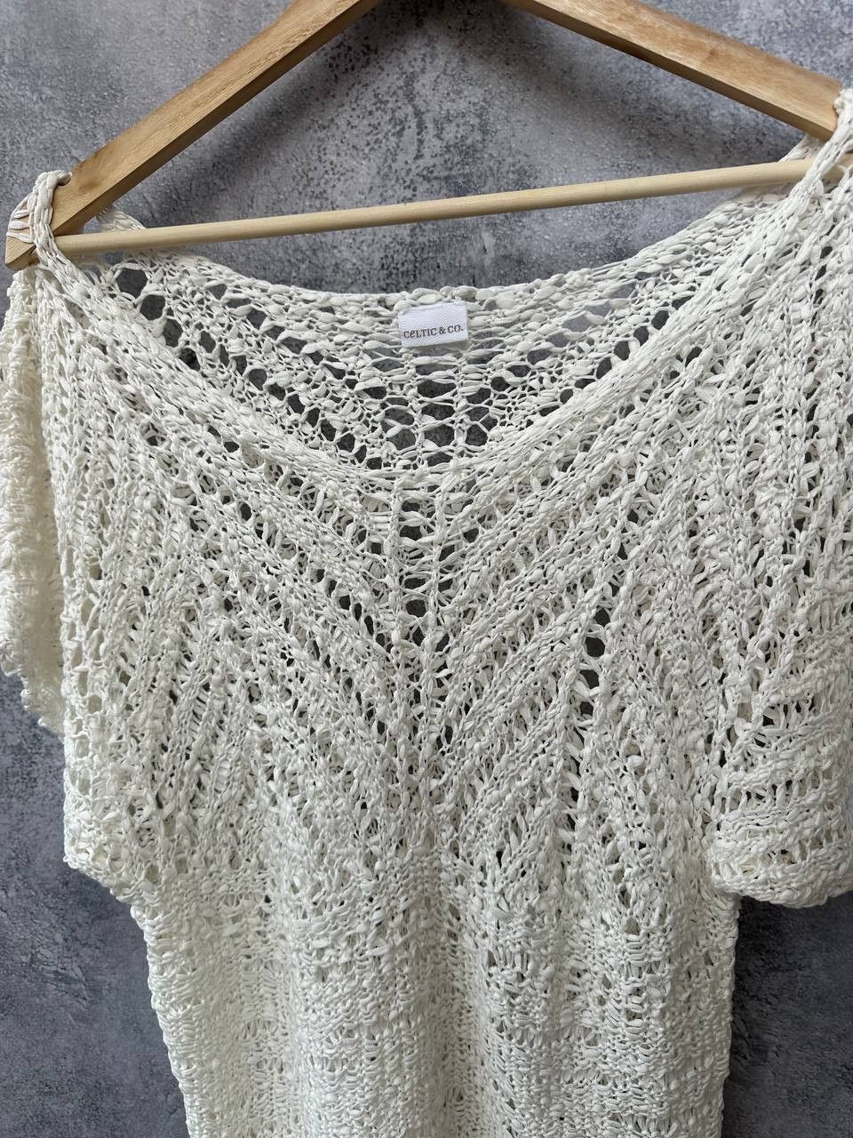Designer Celtic & Co Crochet Stitch Top Tunic Blouse Relaxed Mako Size S / US 4 / IT 40 - 5 Thumbnail