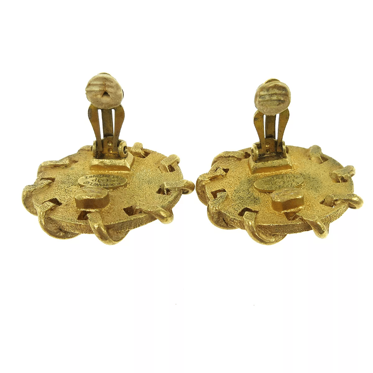 Chanel CHANEL CC Button Motif Earrings Gold Black Clip- Size ONE SIZE - 6 Thumbnail