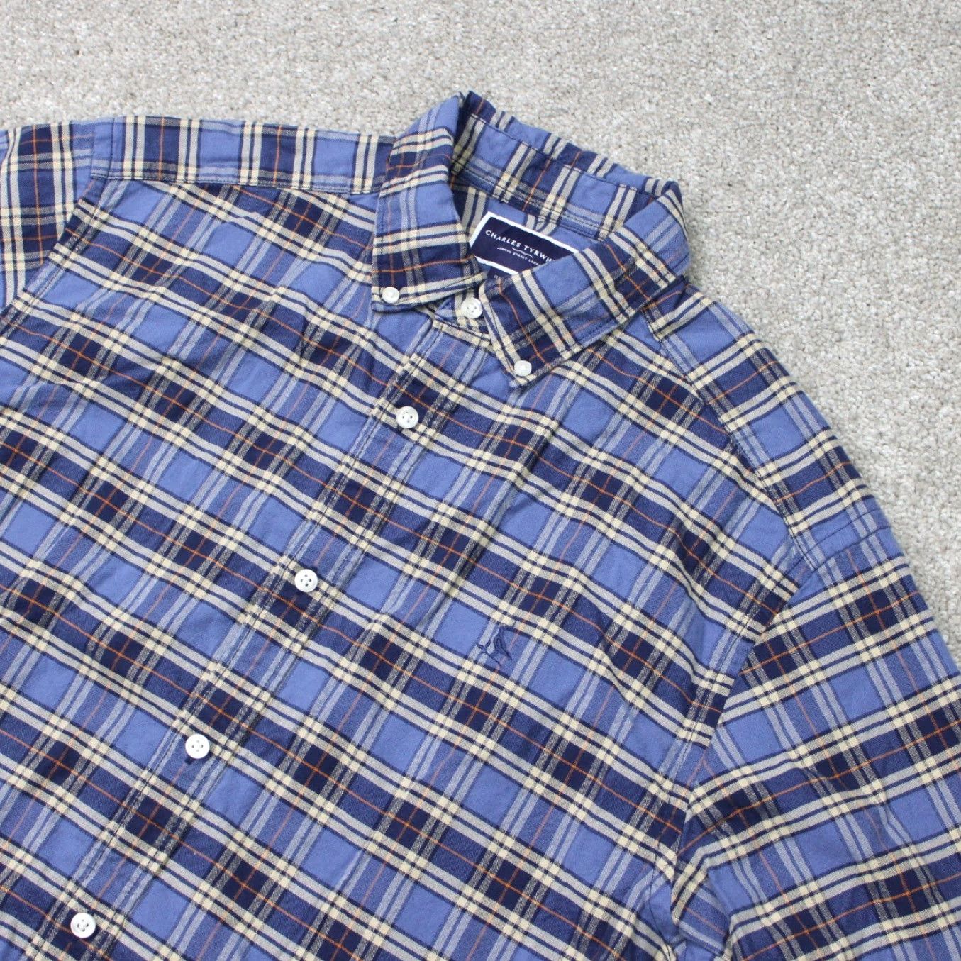 Charles Tyrwhitt Charles Tyrwhitt Shirt Mens Large Blue/Yellow Classic Fit Long Sleeve Flannel Size US L / EU 52-54 / 3 - 3 Thumbnail