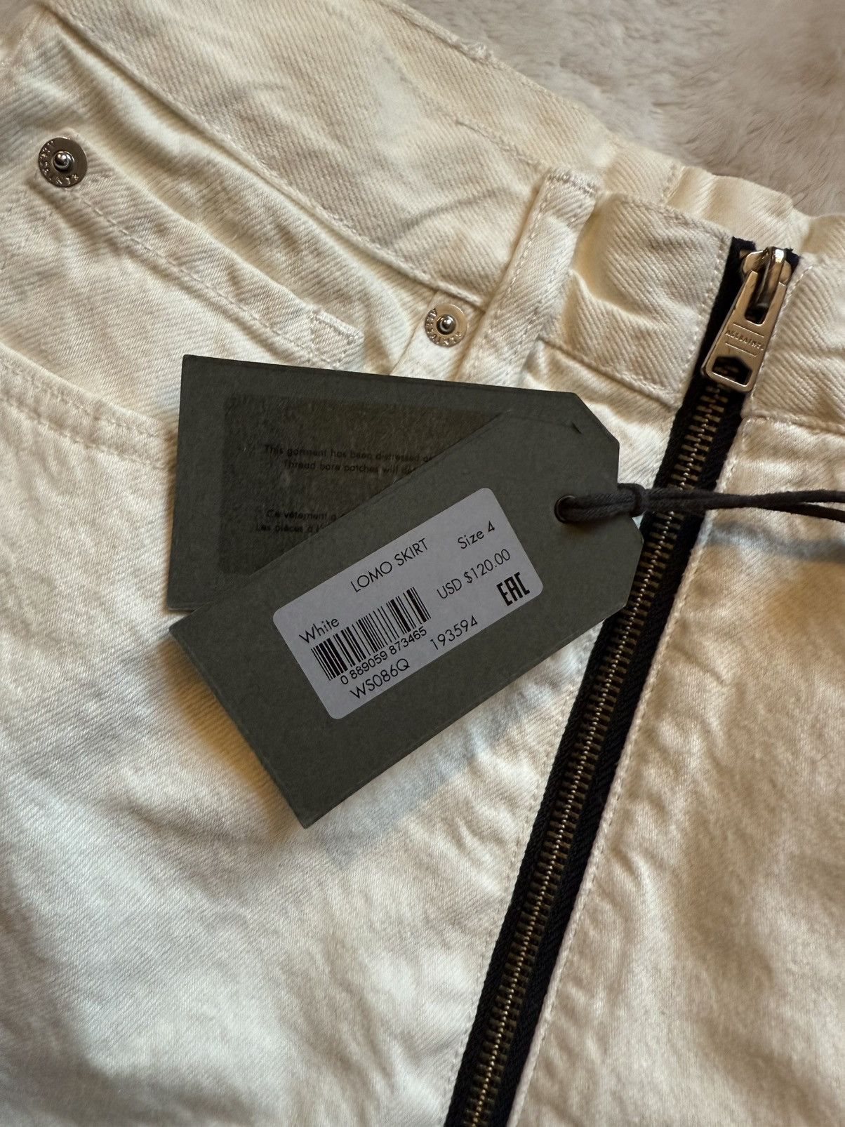 Allsaints NWT All Saints White Denim Zipper Mid Waist Skirt Size 4 Size 27" / US 4 / IT 40 - 6 Thumbnail