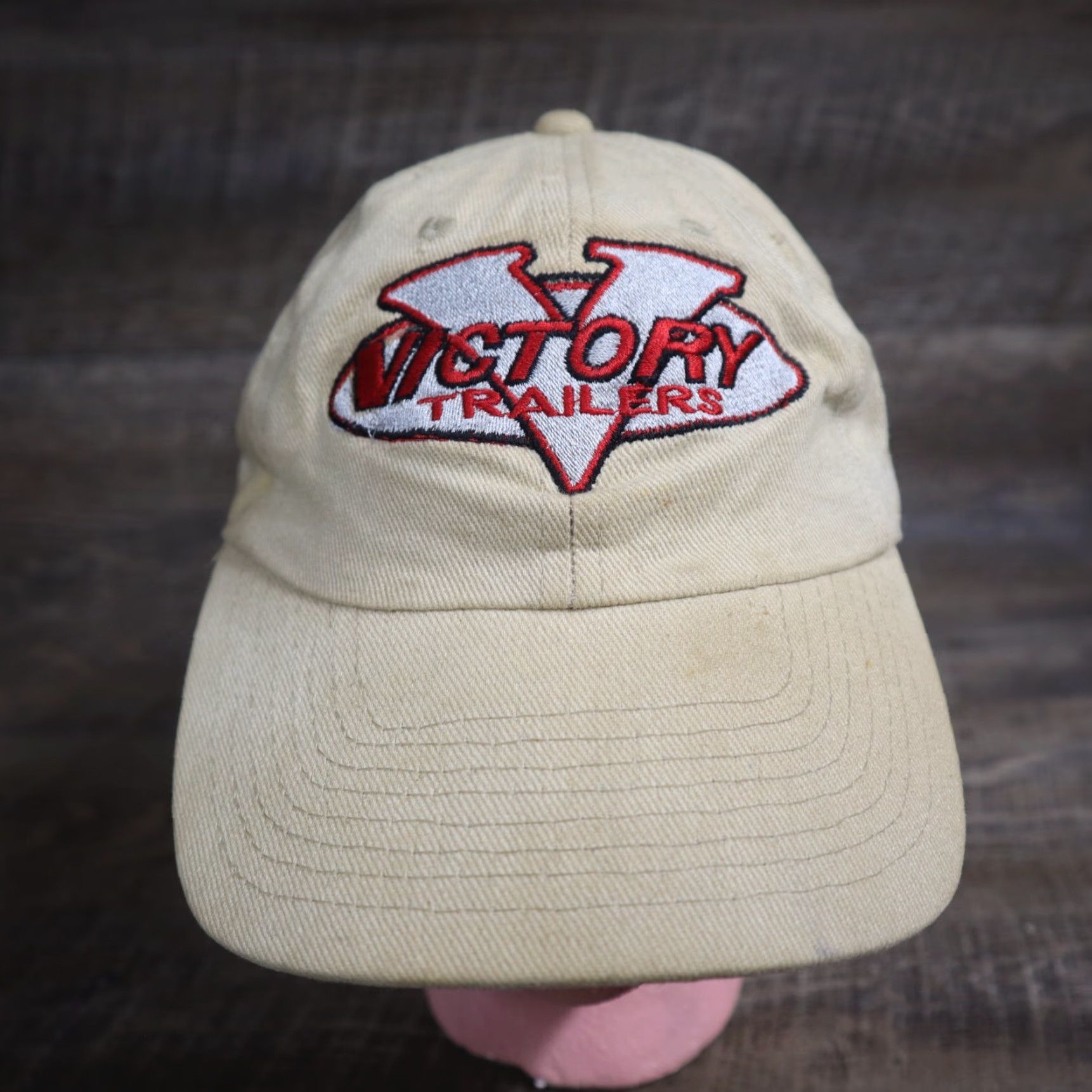 Vintage VINTAGE Victory Trailers Tan Hat Cap Strapback Adjustable Adult Size ONE SIZE - 2 Thumbnail