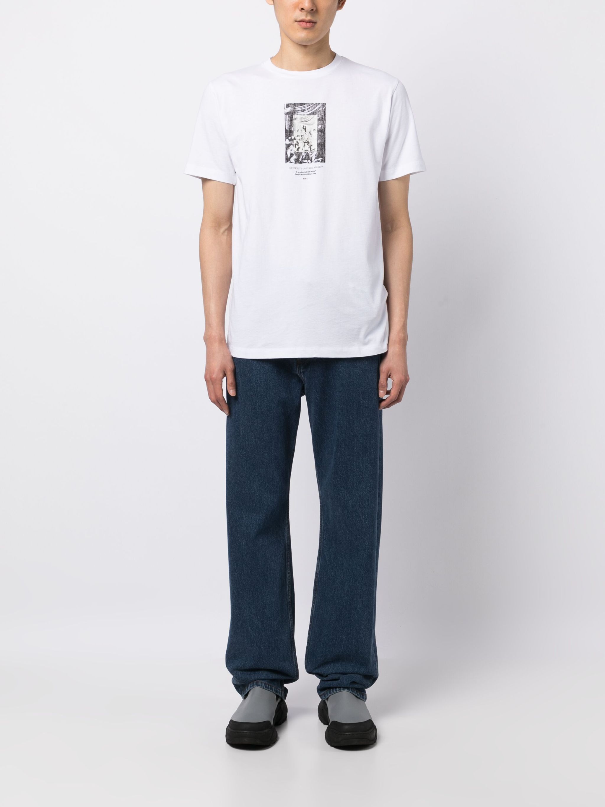 Off-White o1gr1nt1124 Paint Mirror Slim S/S T-Shirt in White Size US XXL / EU 58 / 5 - 2 Thumbnail