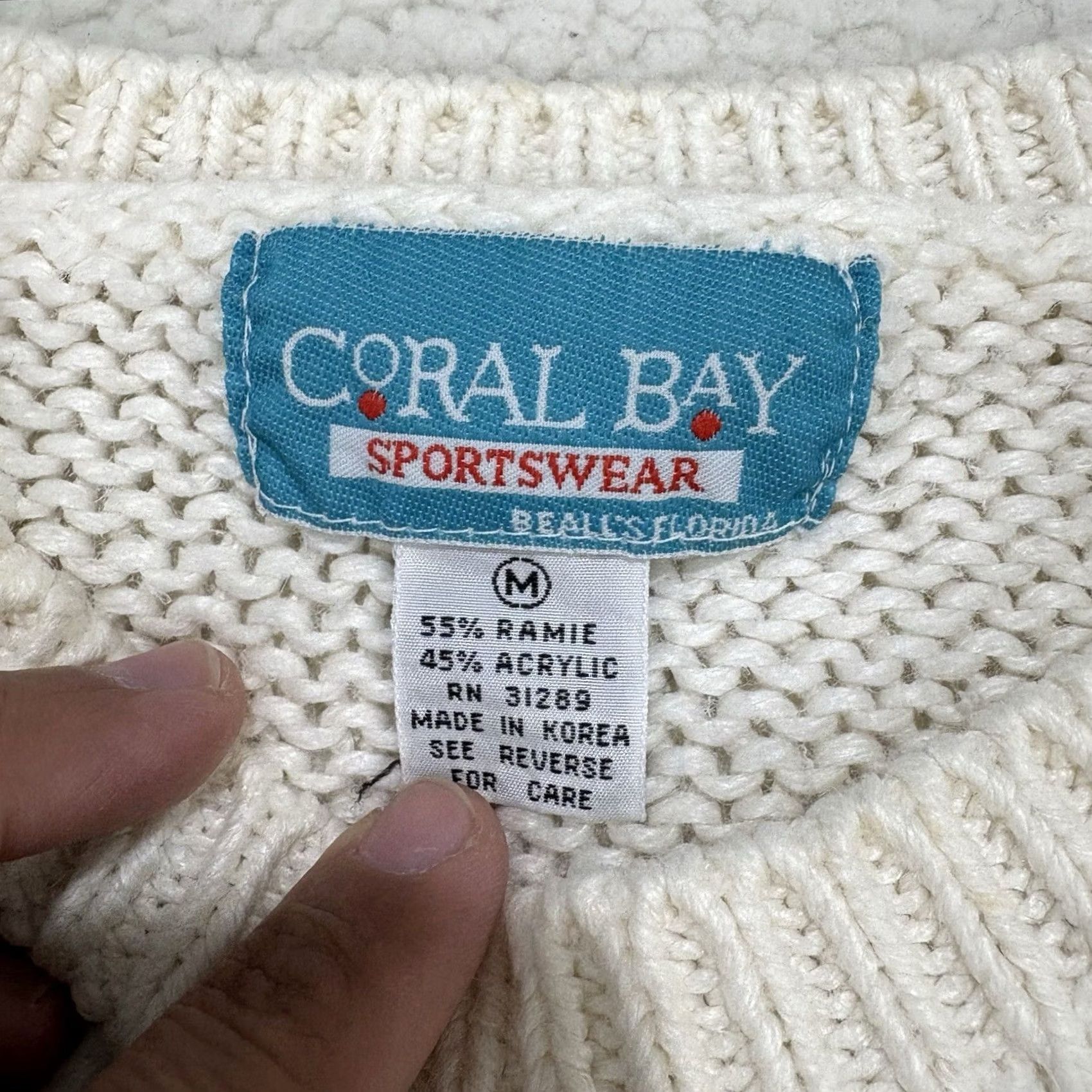 Vintage VINTAGE Coral Bay Sweater Womens M Pastel Argyle Cottagecore Chunky Knit Granny Size M / US 6-8 / IT 42-44 - 3 Thumbnail