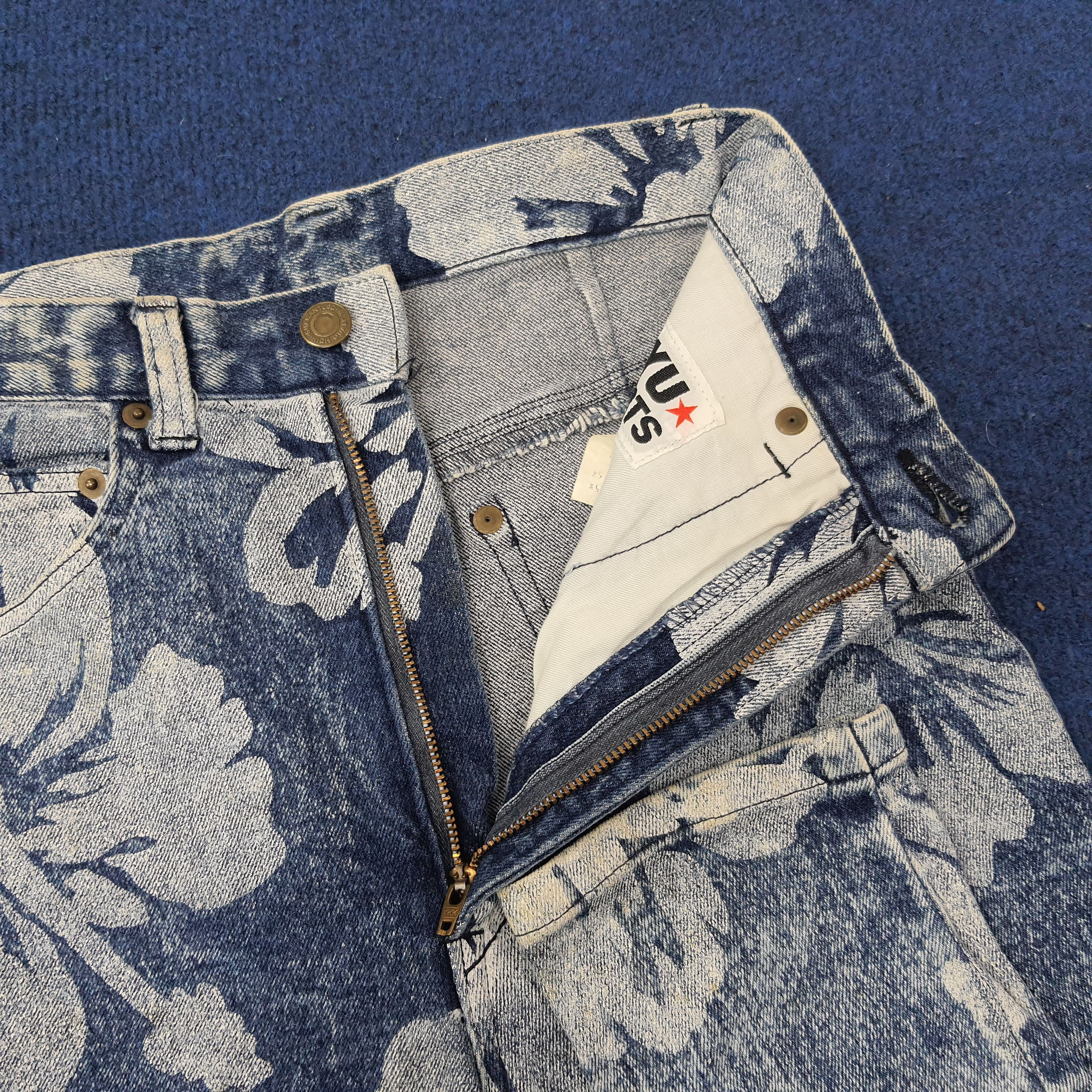 Japanese Brand Vintage Ryu Sports Full Print Jeans C258N26 Size 23" - 5 Thumbnail