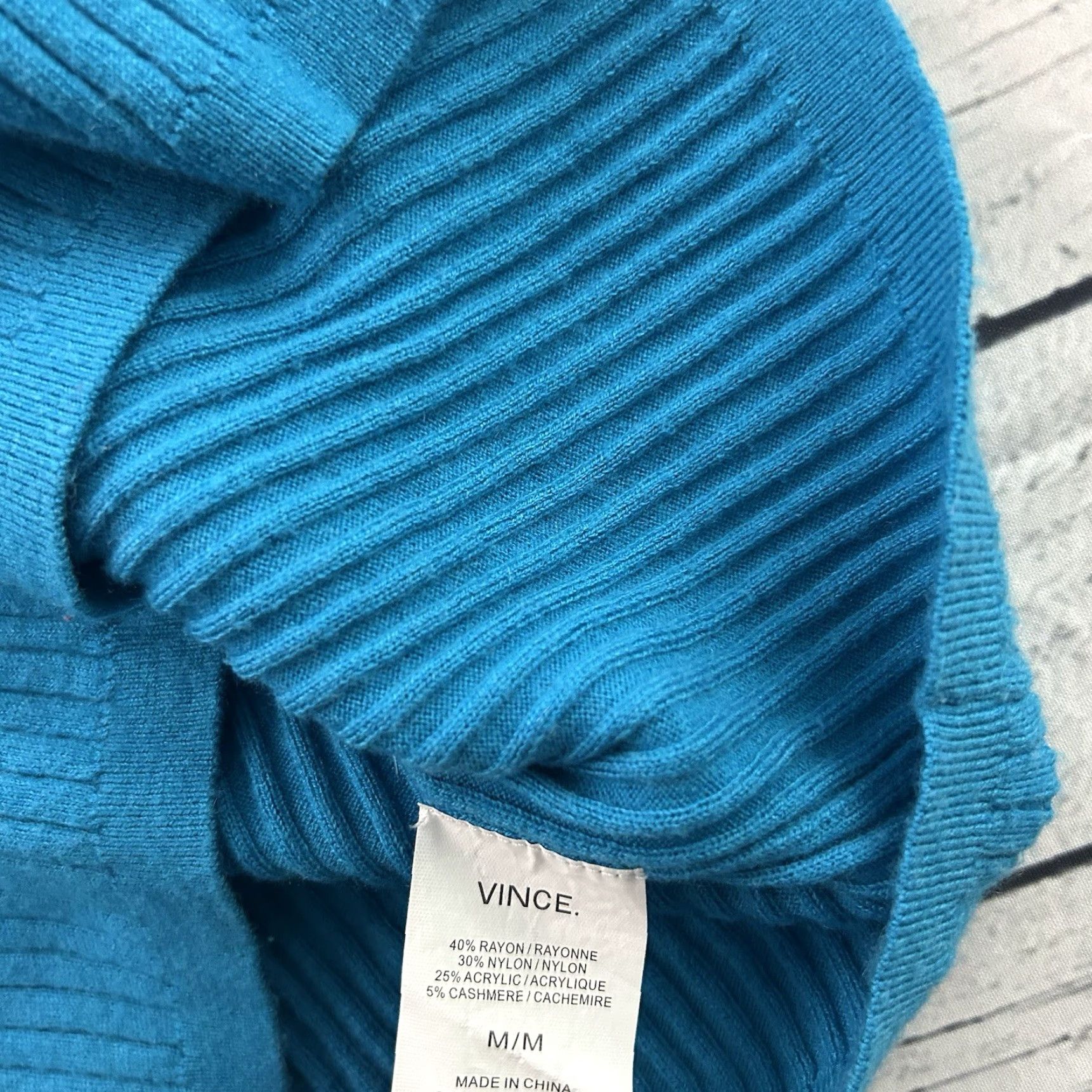 Vince VINCE Cashmere Blend Long Sleeve V Neck Ribbed Sweater Top Women's Medium Blue Size M / US 6-8 / IT 42-44 - 5 Thumbnail
