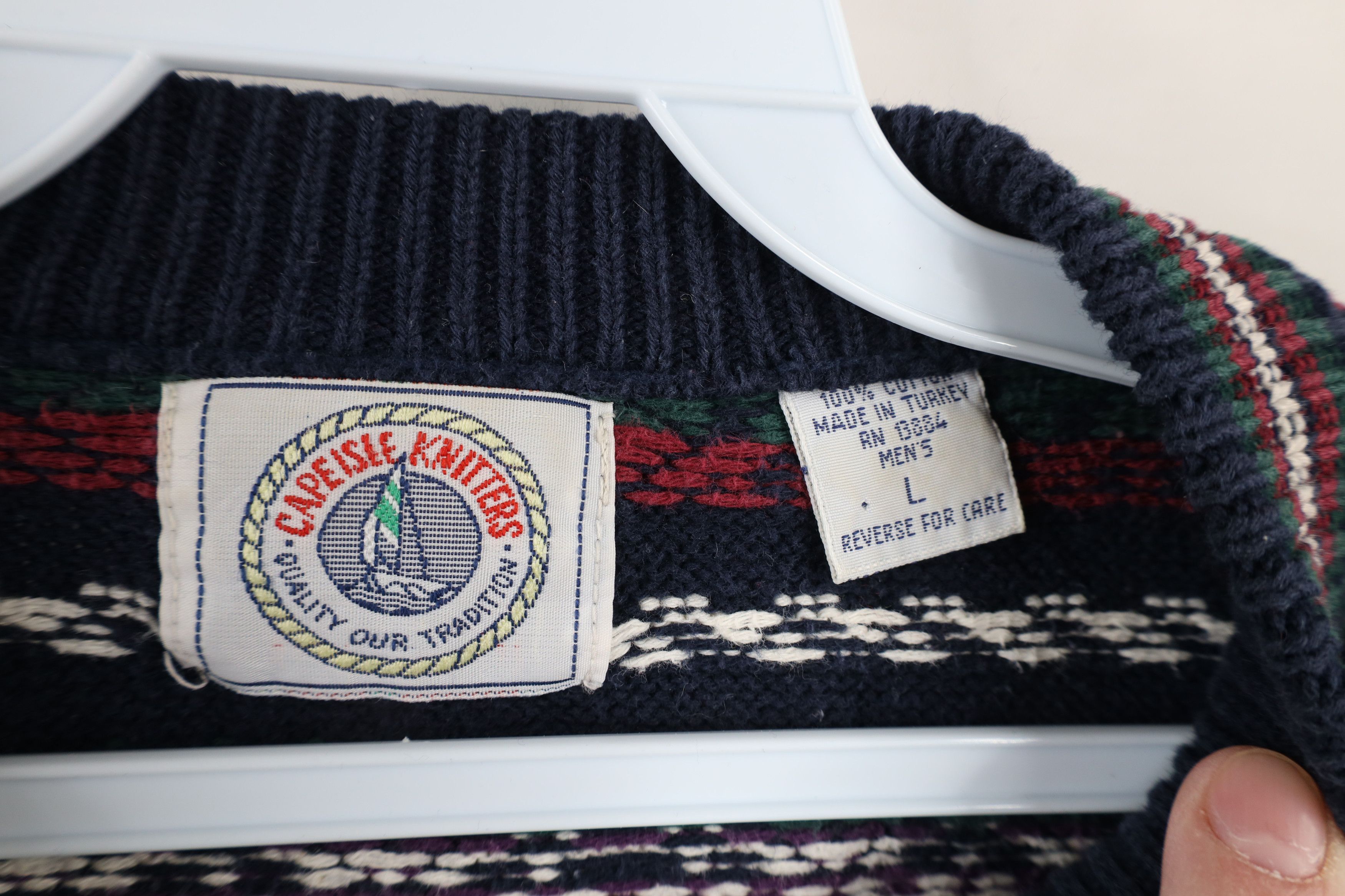 Vintage Vintage 90s Streetwear Rainbow Fair Isle Cotton Knit Sweater Size US L / EU 52-54 / 3 - 4 Thumbnail
