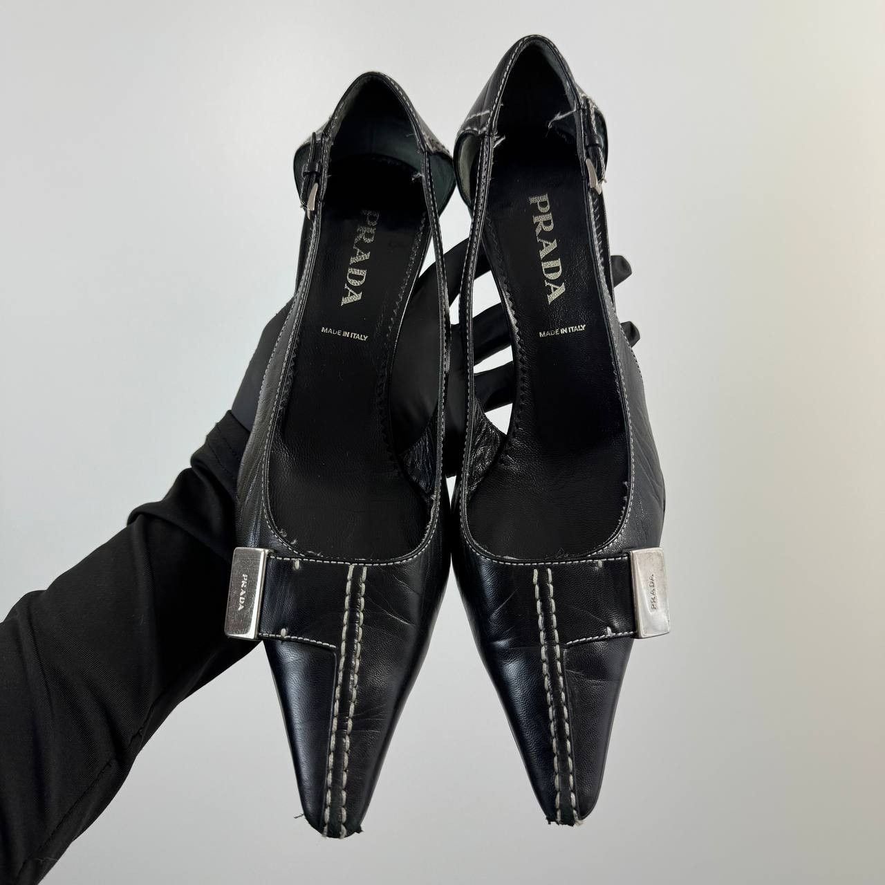 Prada Vintage Prada Slingback Pointed-Toe Kitten Heel Size 35.5 EU Size US 5.5 / IT 35.5 - 2 Thumbnail