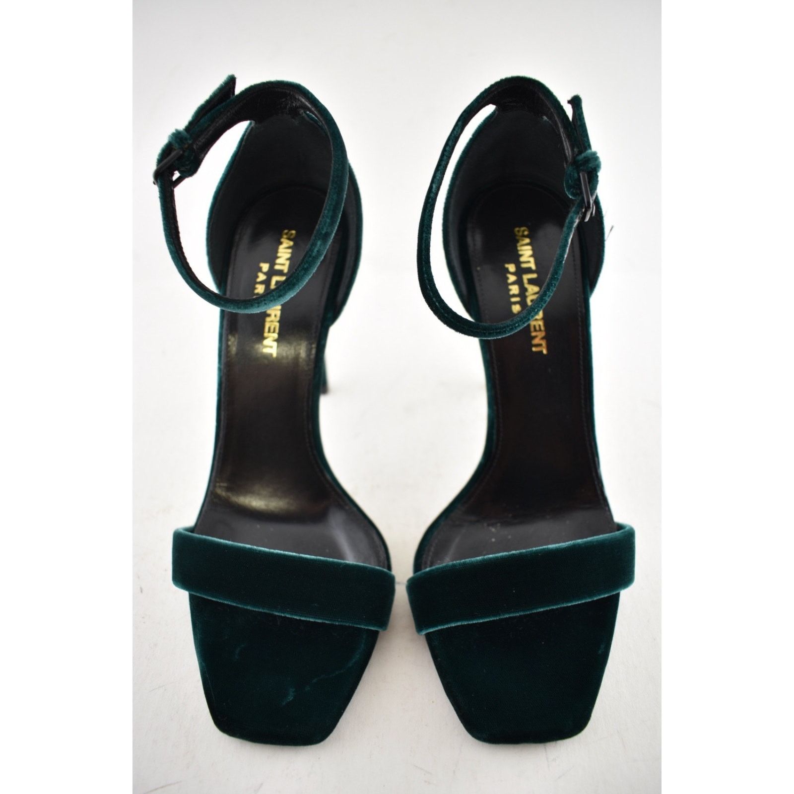 Yves Saint Laurent Saint Laurent Amber 105 Malachite Green Velvet Ankle Strap Size US 6 / IT 36 - 6 Thumbnail
