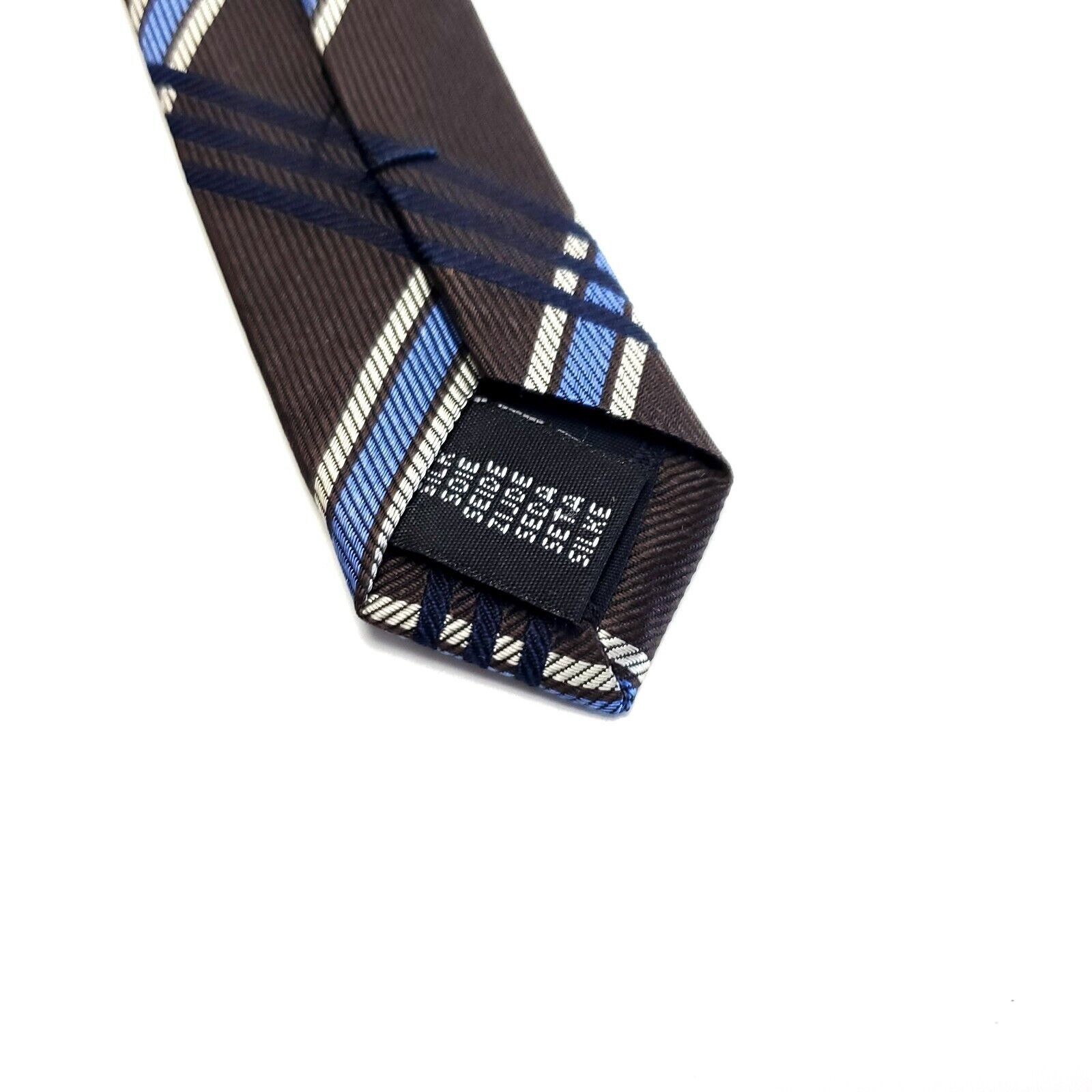 Savile Row Alexandre London Savile Row Brown Blue Plaid Woven Silk Tie Size ONE SIZE - 4 Thumbnail