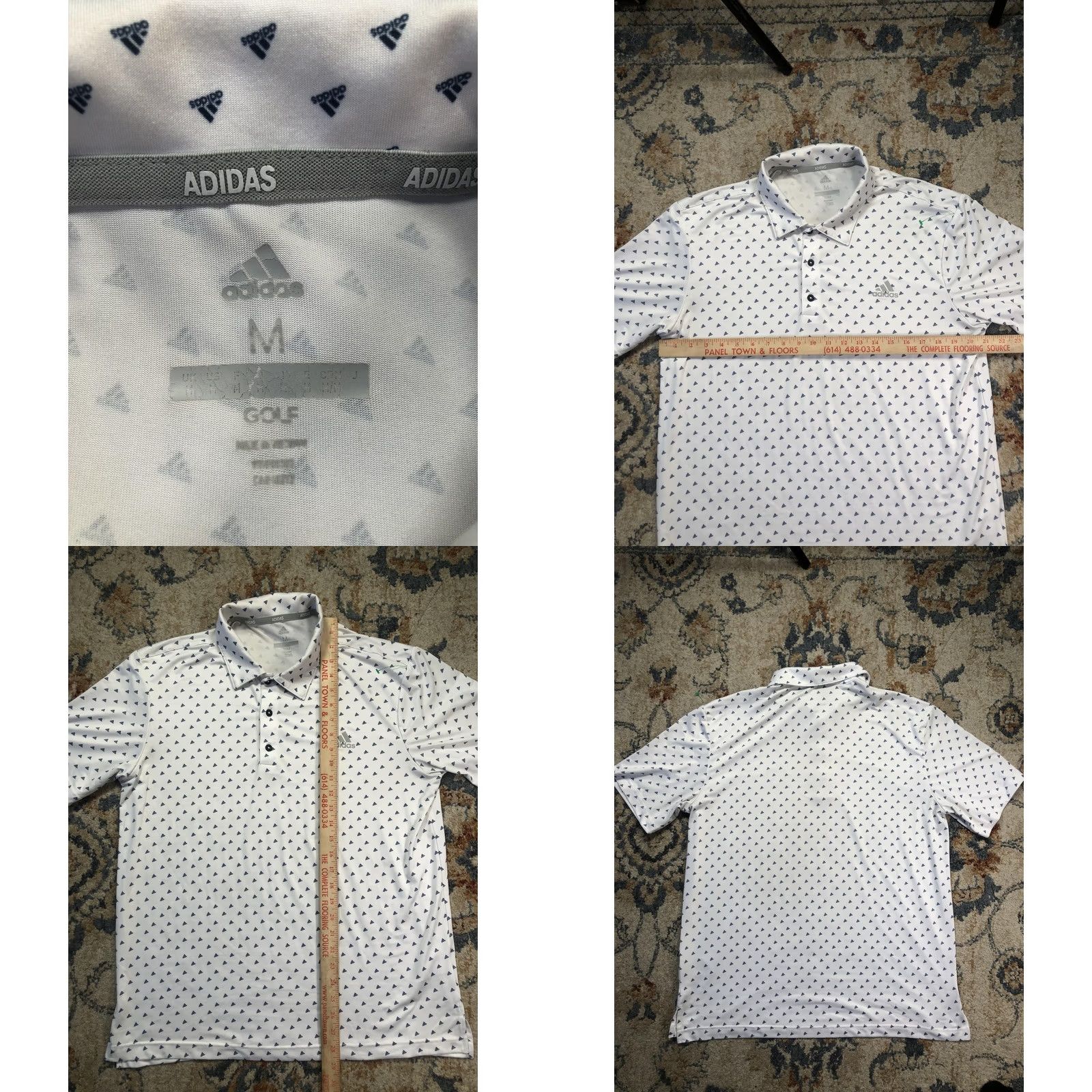 Adidas Adidas Golf Polo Shirt Mens M White Triangle Logo Print Short Sleeve Performance Size US M / EU 48-50 / 2 - 8 Thumbnail