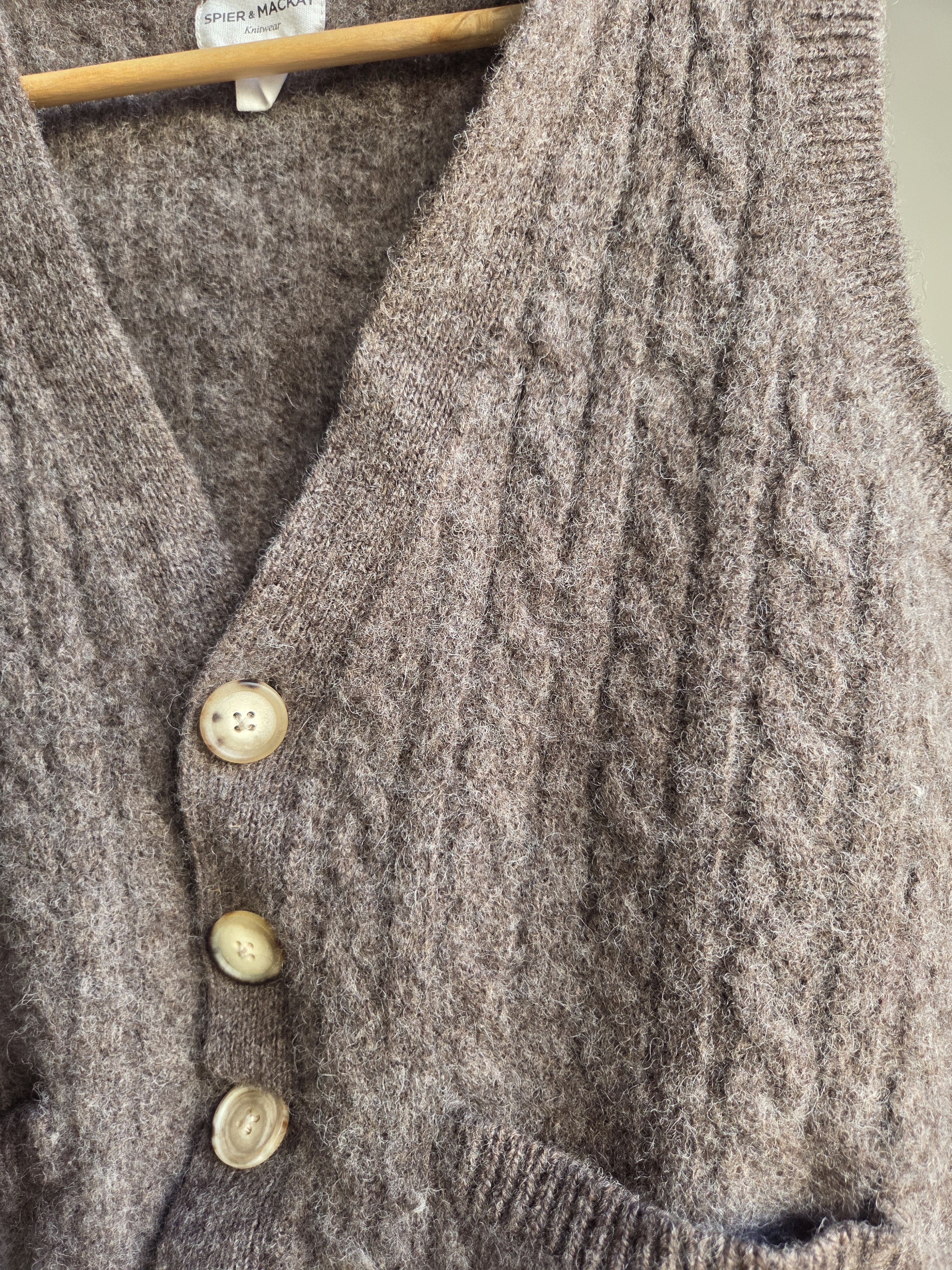 Spier & Mackay Heathered Brown Shetland Cable Cardigan Size US S / EU 44-46 / 1 - 4 Thumbnail