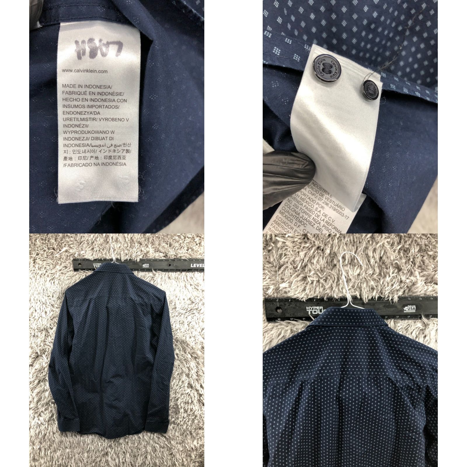 Calvin Klein Calvin Klein Shirt Mens M Non Iron Long Sleeve Spread Collar Blue Argyle • Calvin Klein Infinite Cool • Blue Size US M / EU 48-50 / 2 - 8 Thumbnail