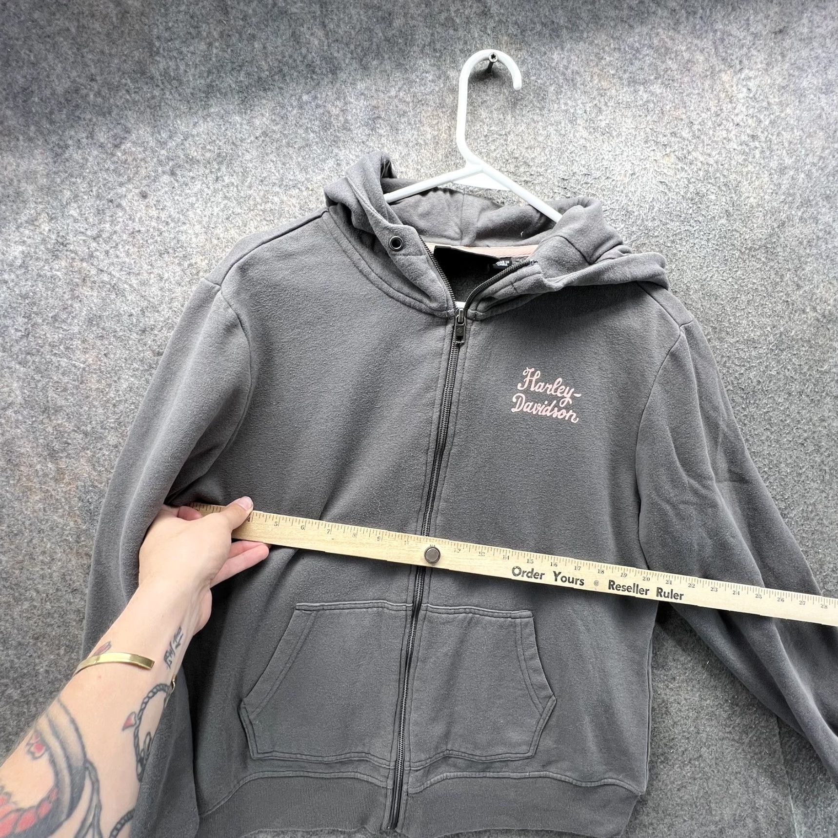 Harley Davidson Harley-Davidson Hoodie Womens XL Gray Full Zip Fleece Logo Sweatshirt Biker Size XL / US 12-14 / IT 48-50 - 3 Thumbnail