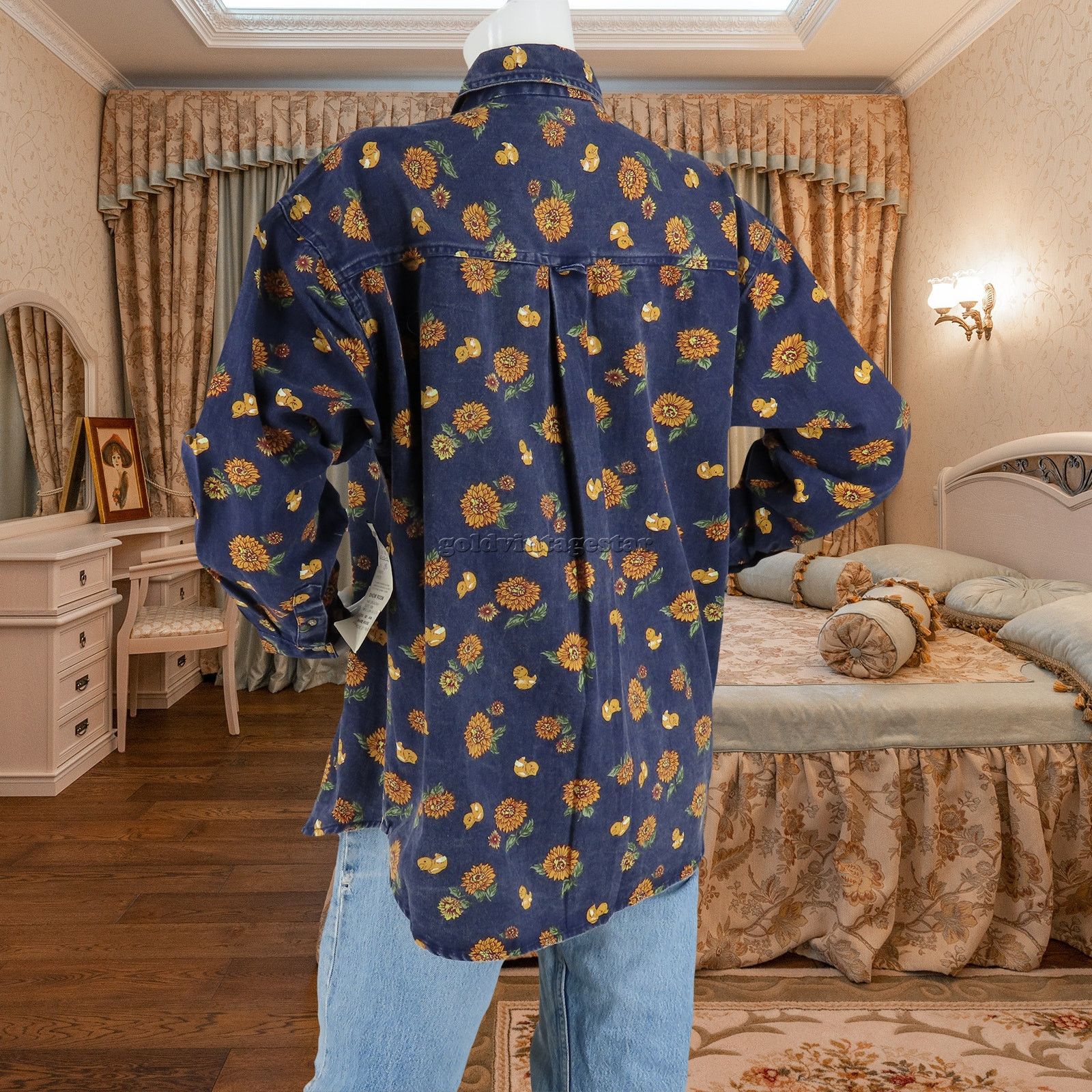 Other 90s Vintage Sunflower Duck Print Denim Shirt L Size L / US 10 / IT 46 - 2 Thumbnail