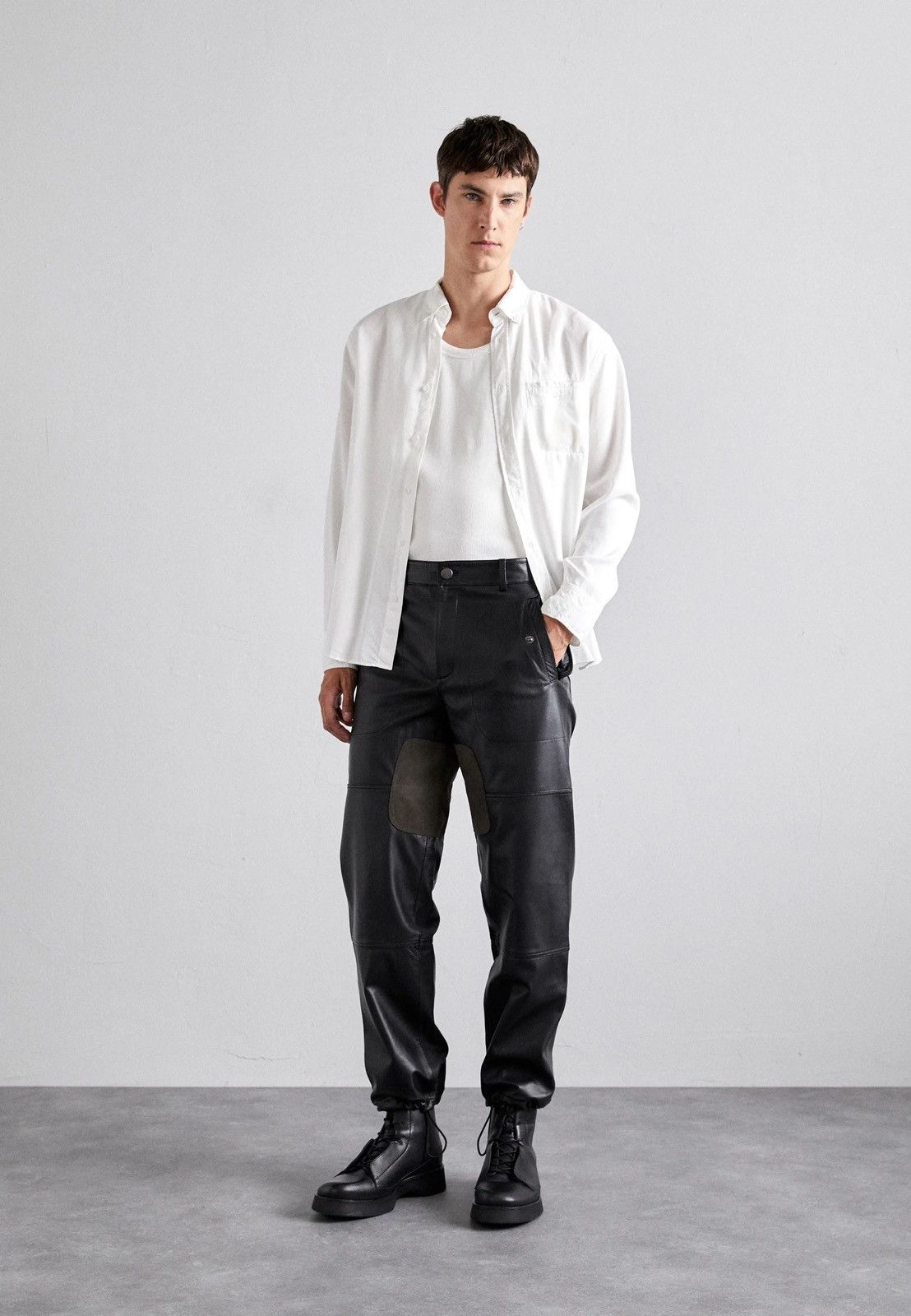 Leather !DS! SS23 Studio ID Suede Patch Leather Moto Trousers Size US 34 / EU 50 - 1 Thumbnail