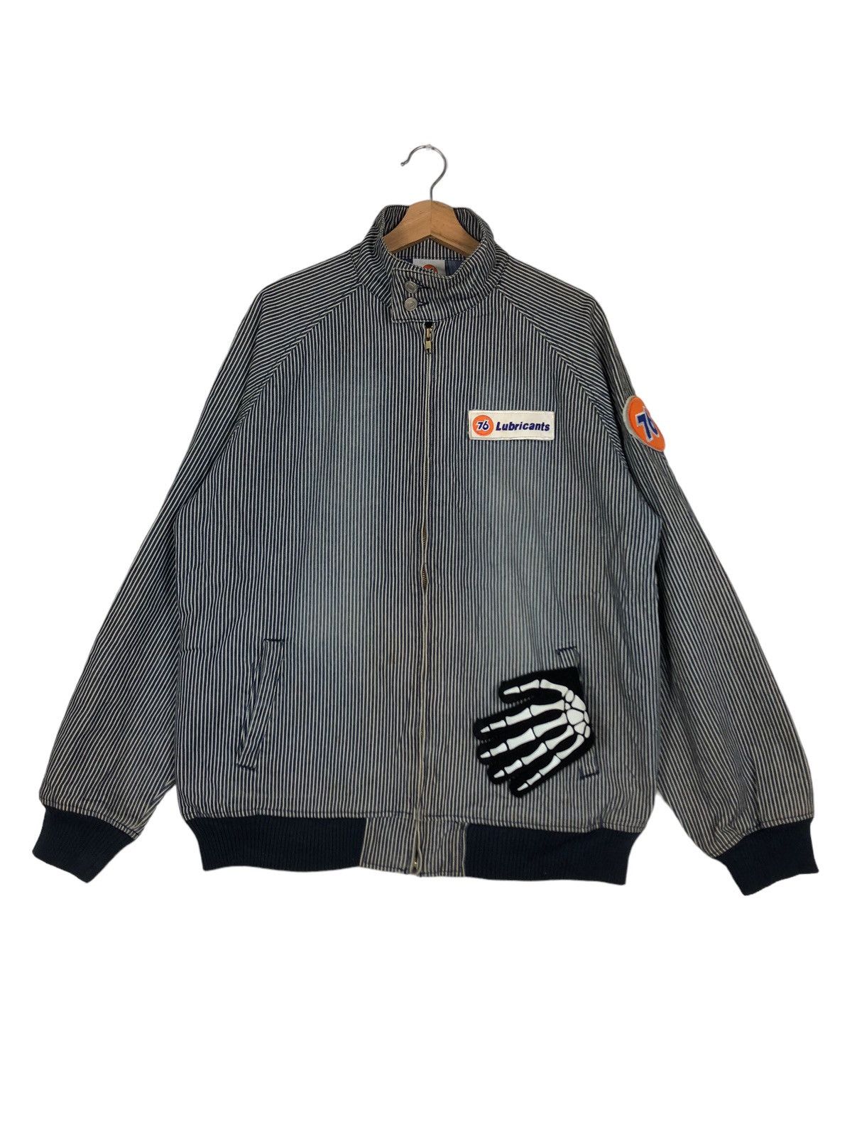 Japanese Brand 🔥90’s Striped Bomber Jacket 76 Lubricant Big Logo Size US L / EU 52-54 / 3 - 1 Thumbnail