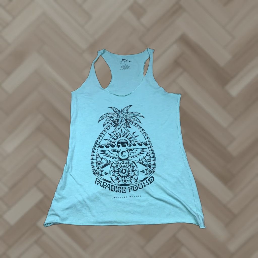 Paradise Ivy Miller Womens Racerback Tank Top S Paradise Found Graphic Casual Tank Green Sleeveless Racerback Activewear Pullover Size S / US 4 / IT 40 - 1 Thumbnail