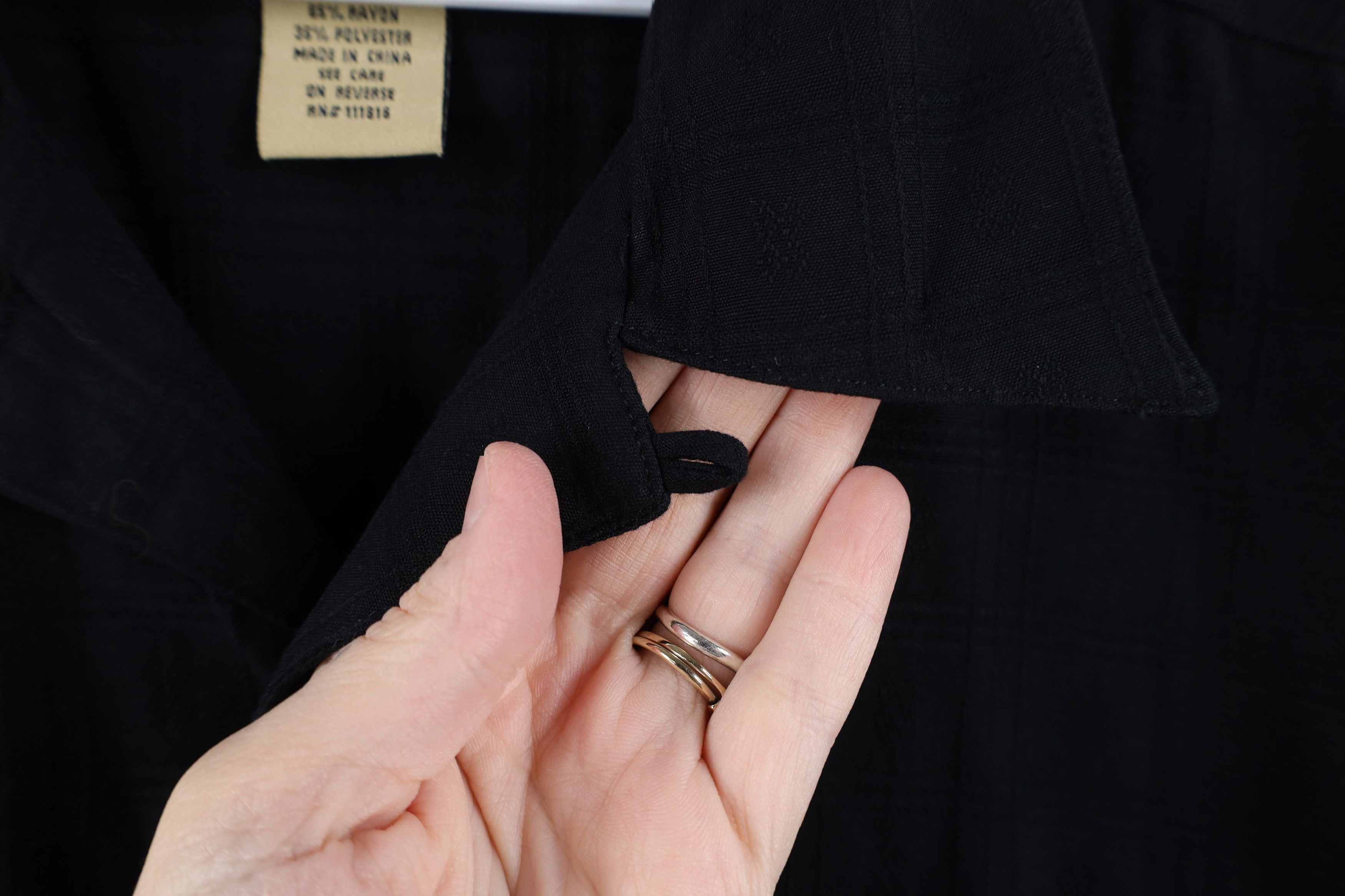 Vintage Vintage 90s Y2K Streetwear Loop Collar Button Shirt Black Size US XL / EU 56 / 4 - 5 Thumbnail