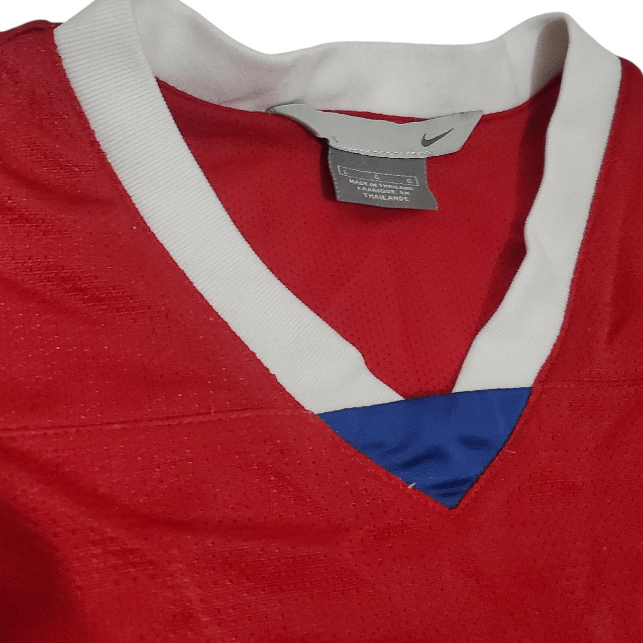 Nike Y2K Nike Embroidered Swoosh Basketball Jersey Red/Blue Size US L / EU 52-54 / 3 - 3 Thumbnail