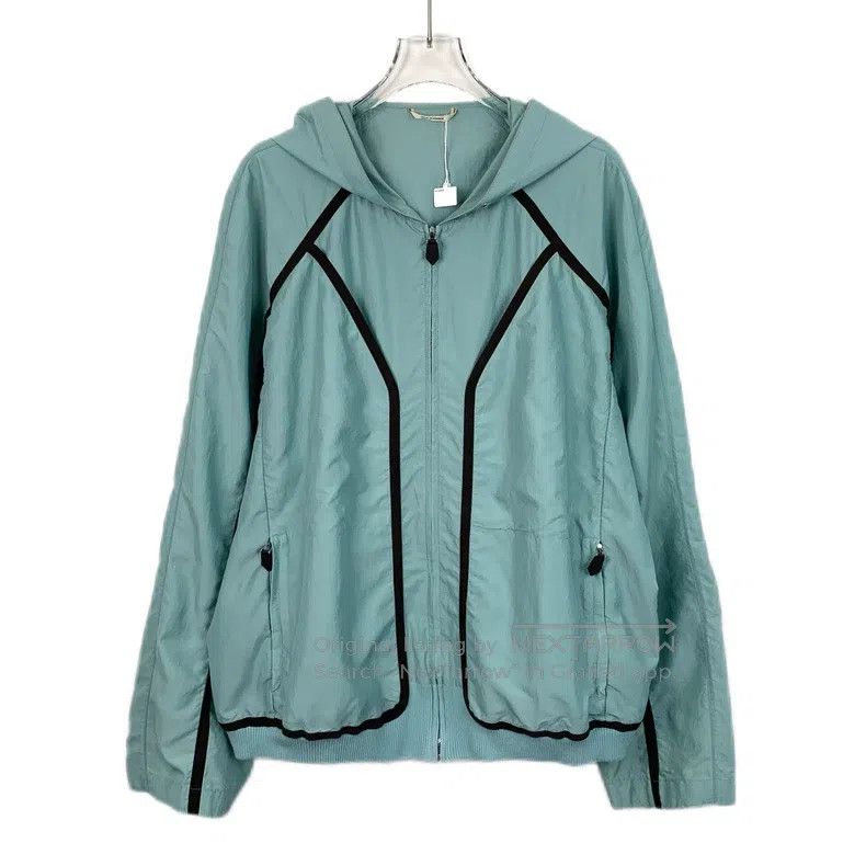 Hermes Hermes Light Blue Geometric Lines Hooded Zipper Jacket Size US M / EU 48-50 / 2 - 1 Thumbnail