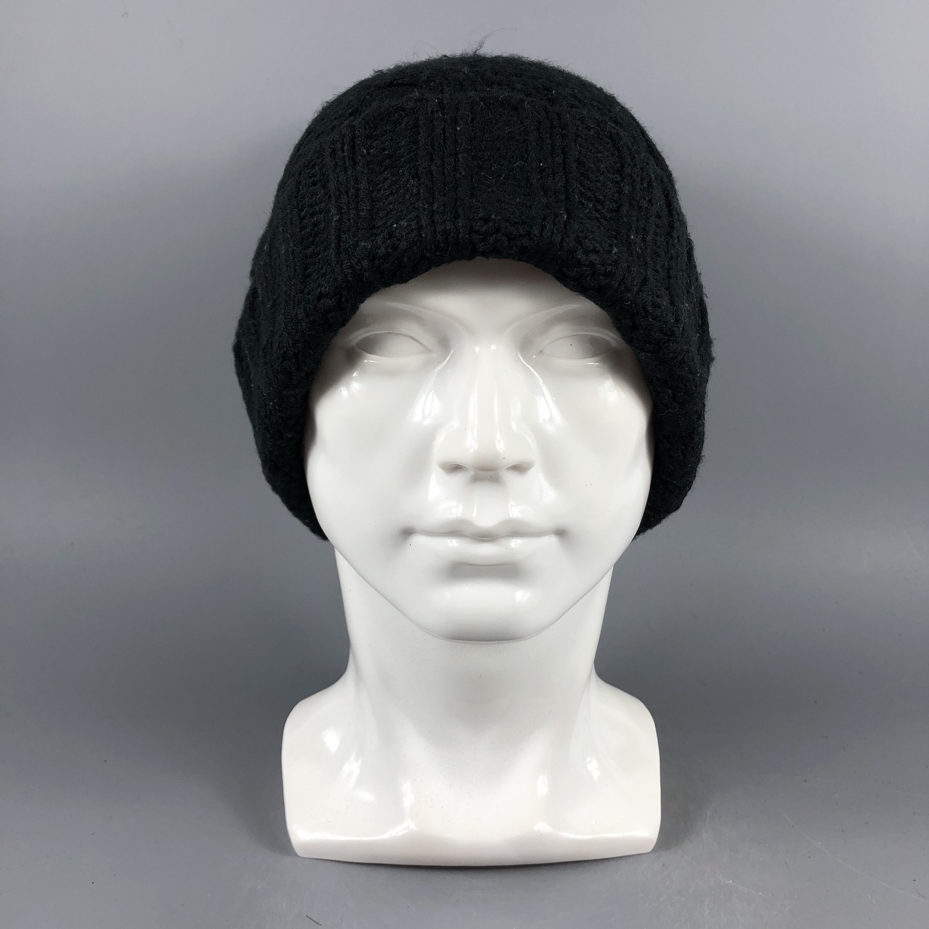 Japanese Brand × Vintage Japanese Brand Cable Knit Black Beanie Snow Cap -D1291 Size ONE SIZE - 7 Thumbnail