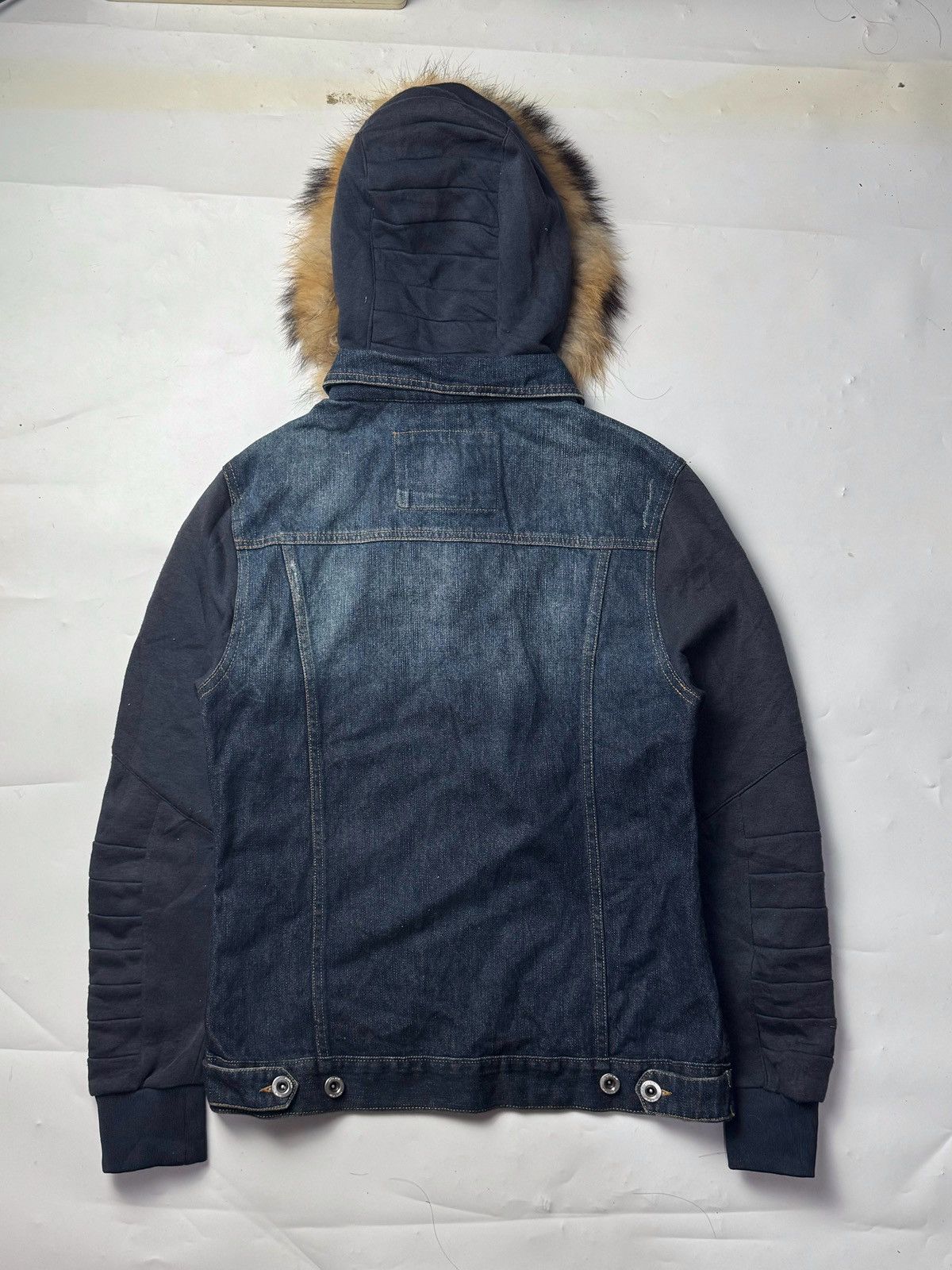 If Six Was Nine × Japanese Brand × Le Grande Bleu (L.G.B.) Fur Denim Hybrid Hoodie Zaraman Size US M / EU 48-50 / 2 - 2 Thumbnail