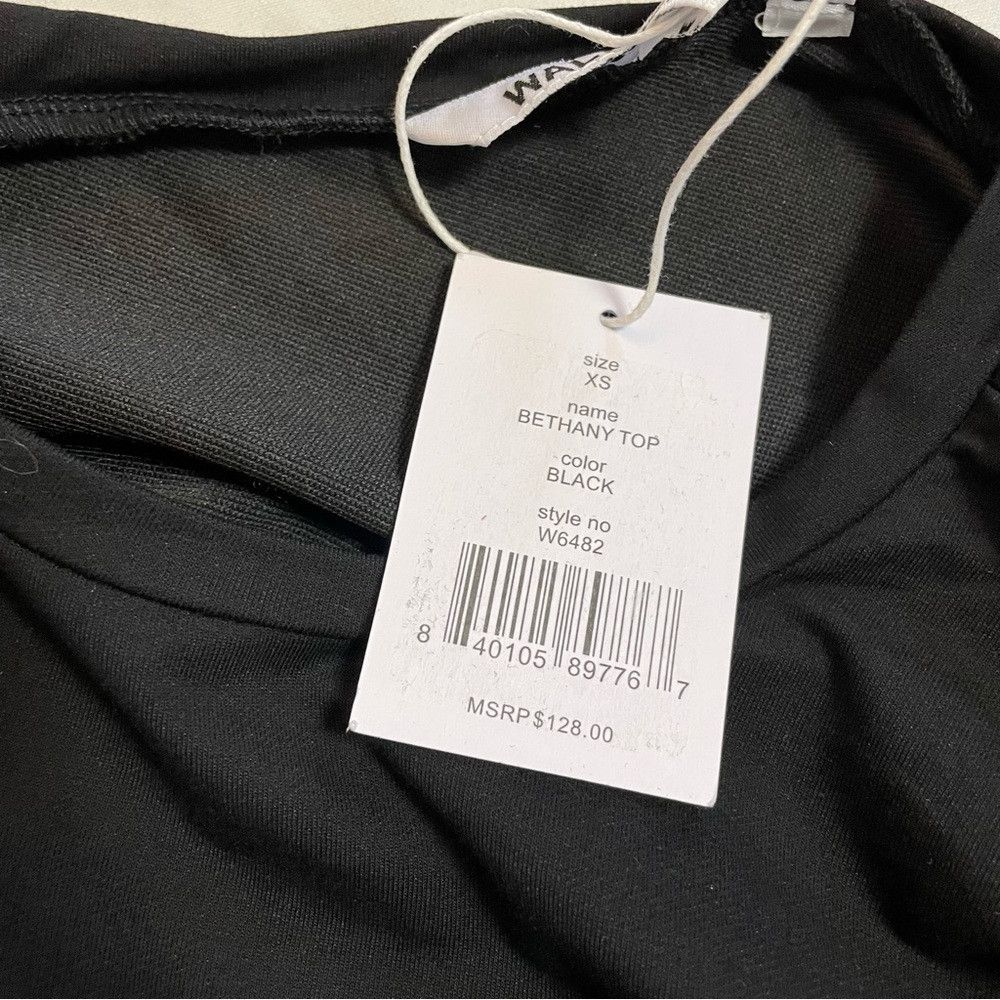 Other NWT New $128 Walter Baker Bethany Padded Shoulder Black Top Size XS / US 0-2 / IT 36-38 - 7 Thumbnail