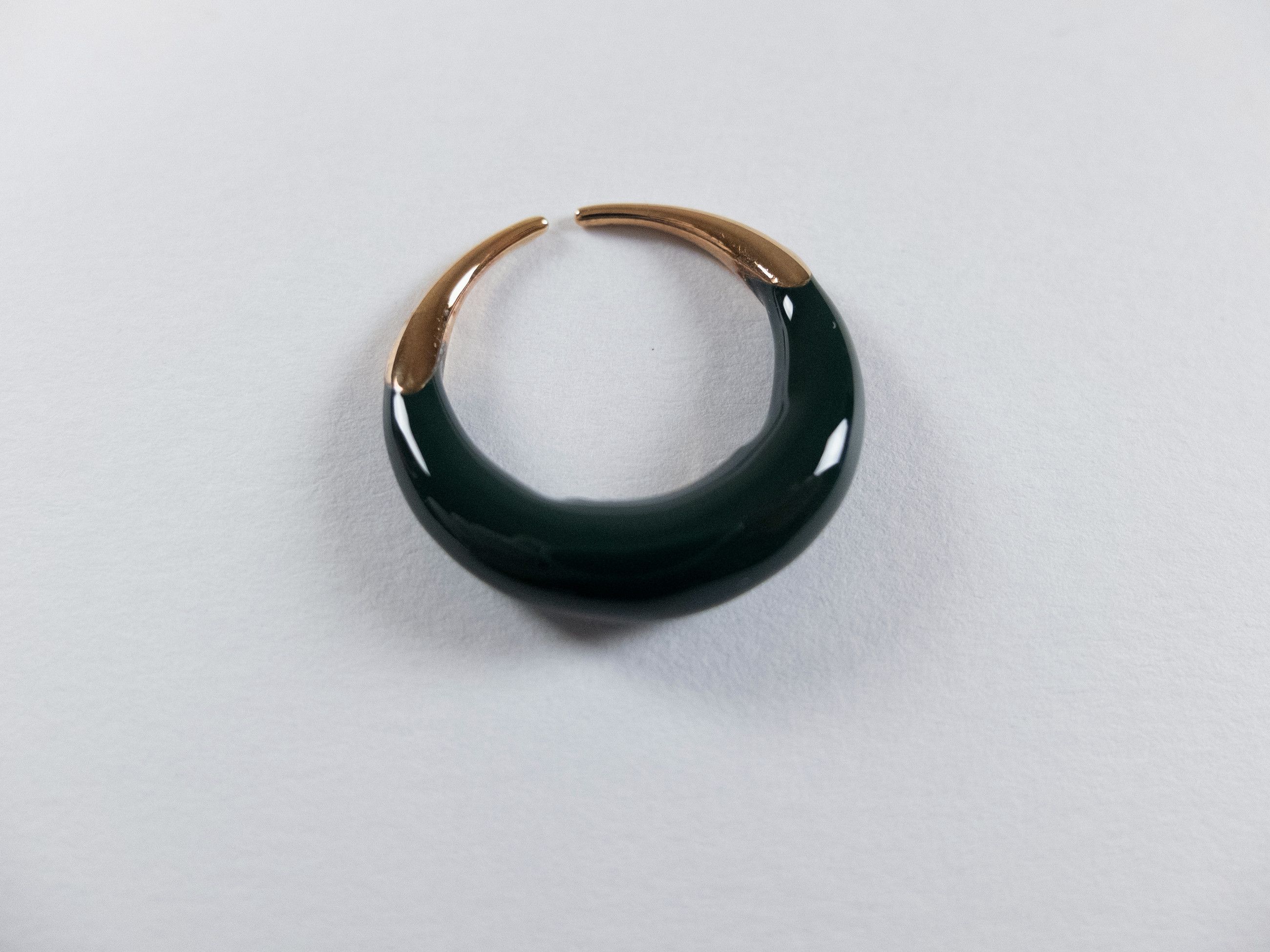 Bottega Veneta BOTTEGA VENETA Spine dark green sculptural silver ring 9 19 Size ONE SIZE - 4 Thumbnail