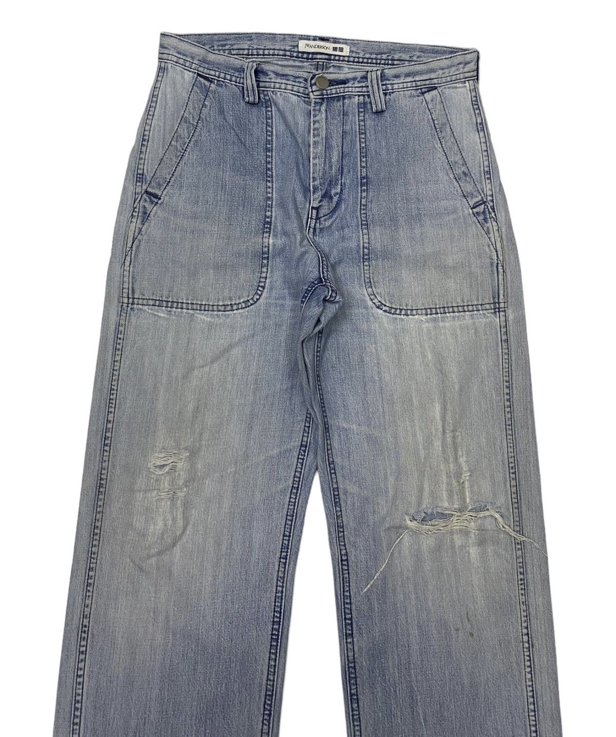 JW Anderson 🔥J.W. ANDERSON DISTRESSED WIDE FIT CUT LEG DENIM JEANS Size US 30 / EU 46 - 3 Thumbnail