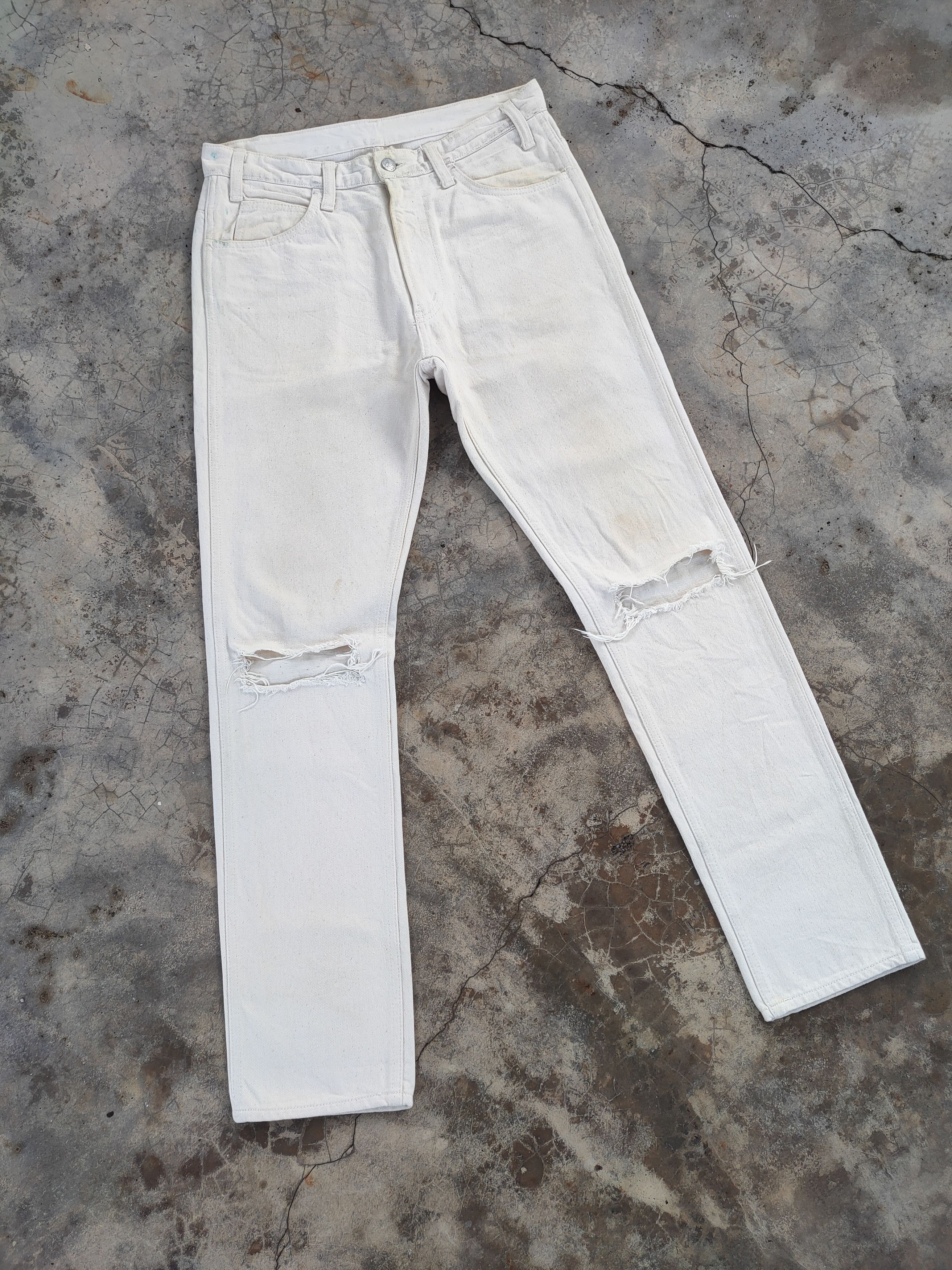 Unused VINTAGE UNUSED SKINNY FADED WHITE YELLOW JEANS DENIM PANTS Size US 32 / EU 48 - 2 Thumbnail