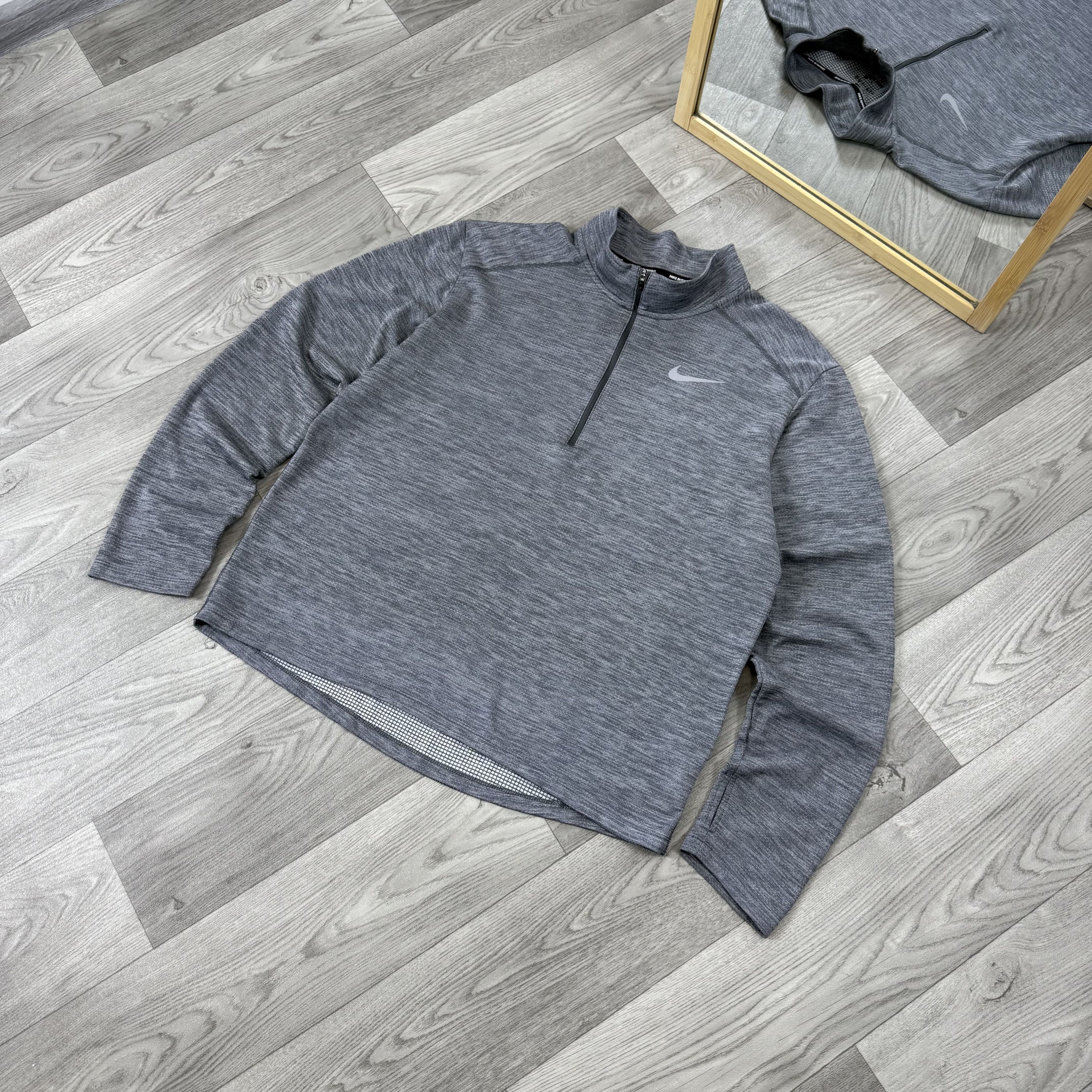 Nike Nike Running Grey Long Sleeve Rashguard 1/4 Sweater Size US XL / EU 56 / 4 - 2 Thumbnail